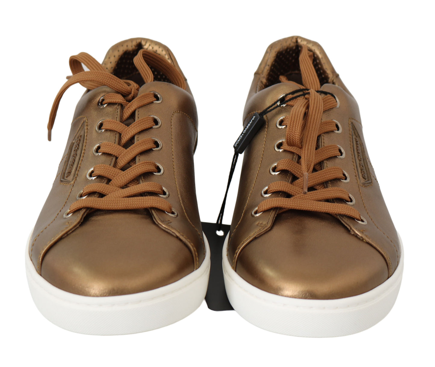 Dolce &amp; Gabbana Golden Metallic Leather Sneakers