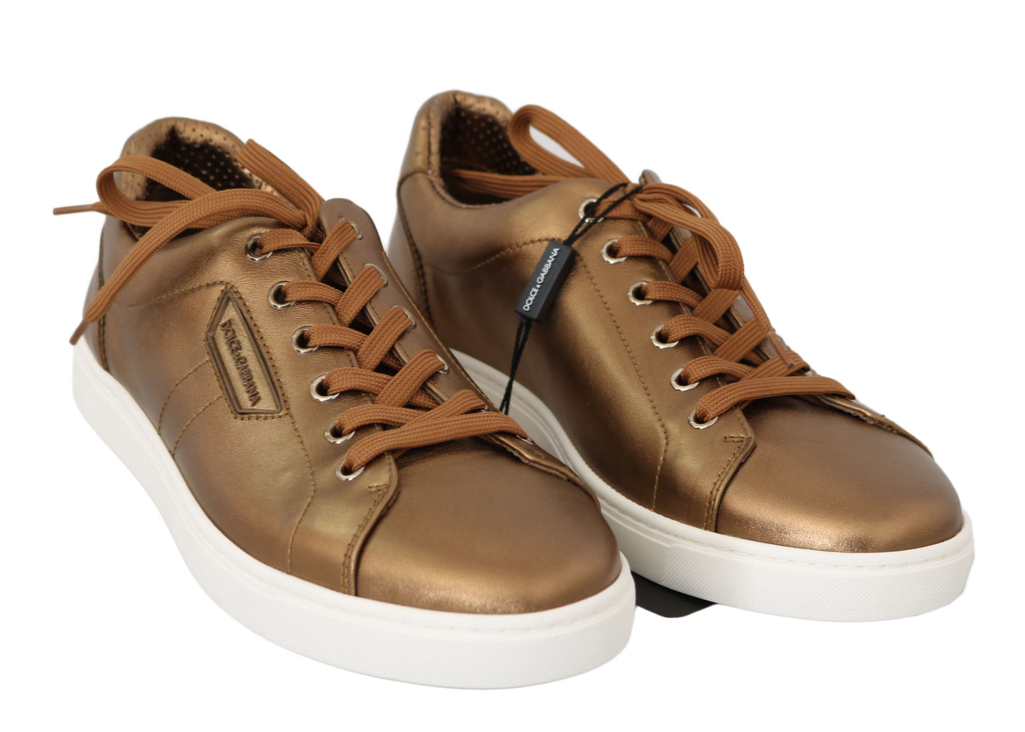 Dolce &amp; Gabbana Golden Metallic Leather Sneakers