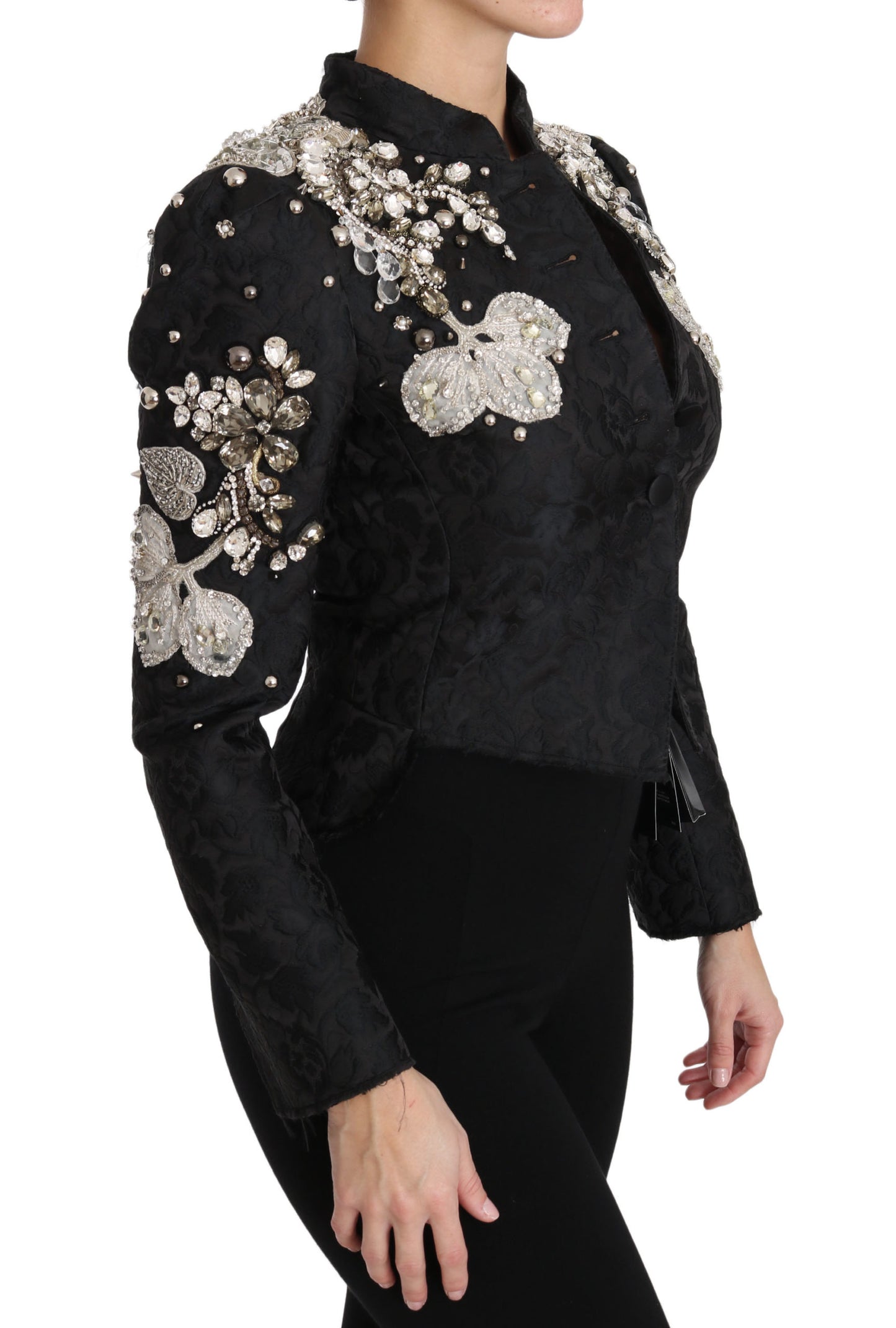 Dolce &amp; Gabbana Elegant Black Silver Baroque Jacket