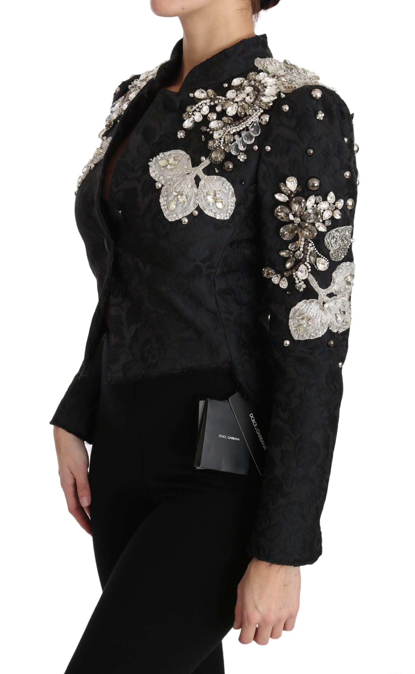 Dolce &amp; Gabbana Elegant Black Silver Baroque Jacket