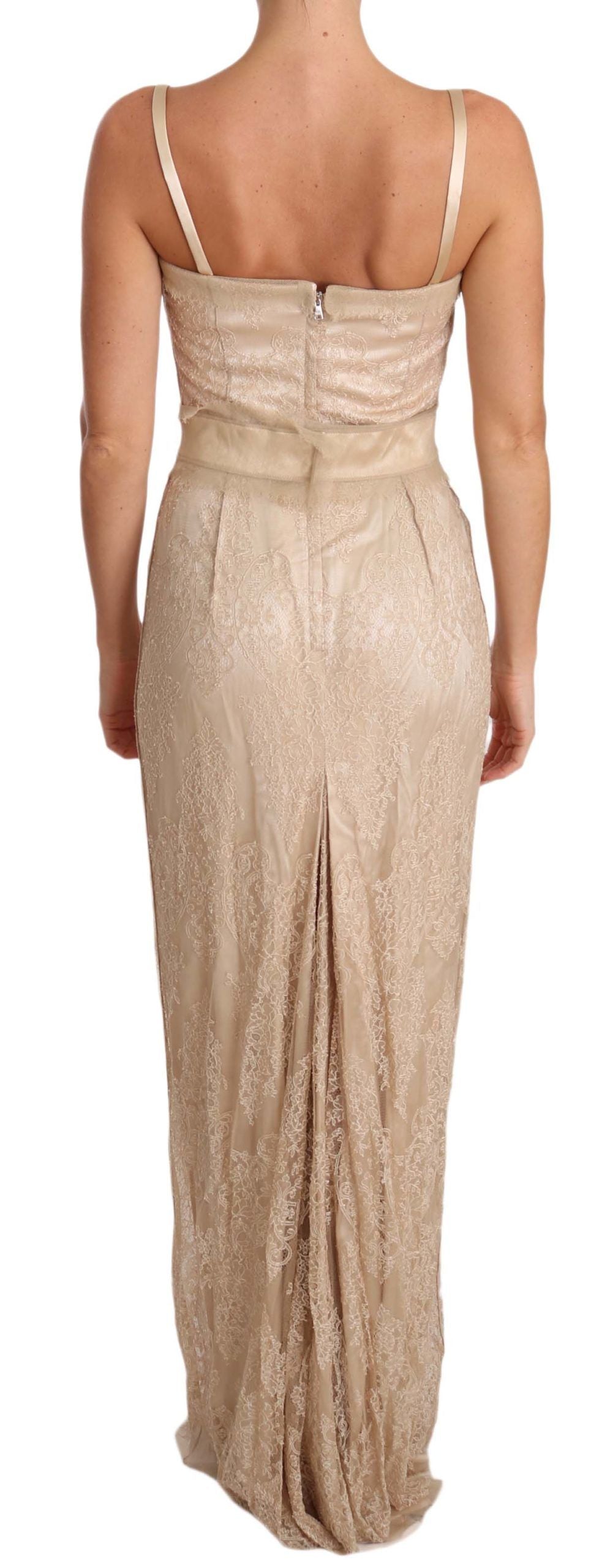 Dolce &amp; Gabbana Elegant Beige Sheath Floor-Length Dress