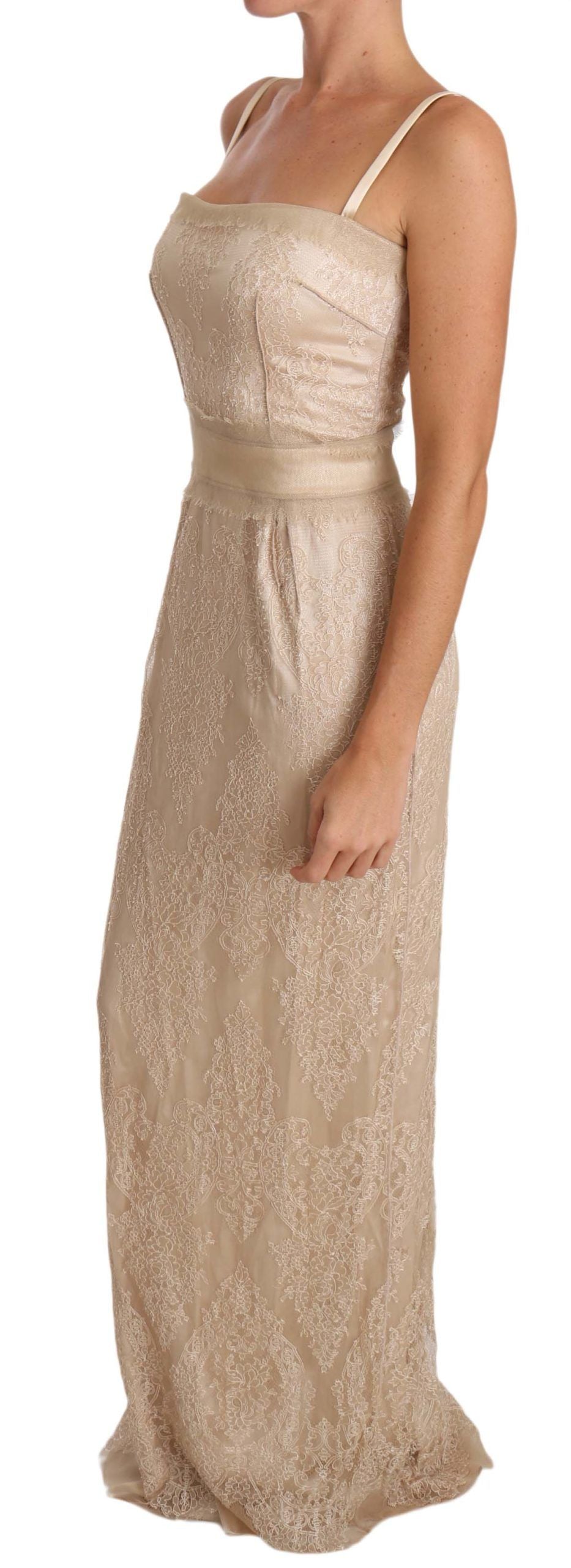 Dolce &amp; Gabbana Elegant Beige Sheath Floor-Length Dress