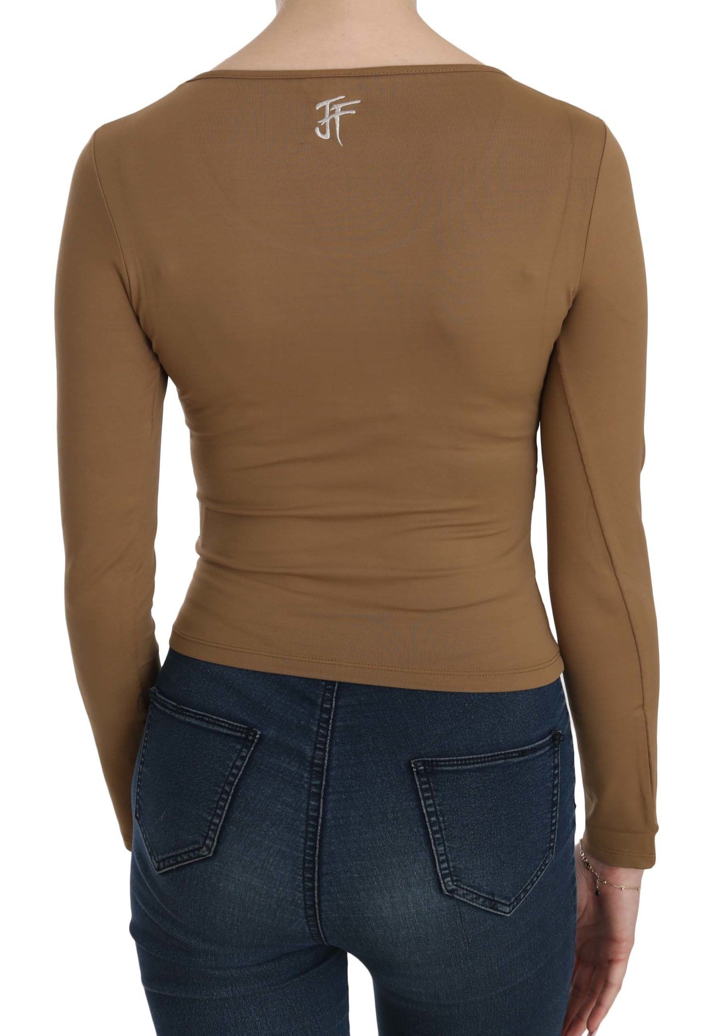 GF Ferre Elegant Brown Fitted Blouse for Sophisticated Evenings