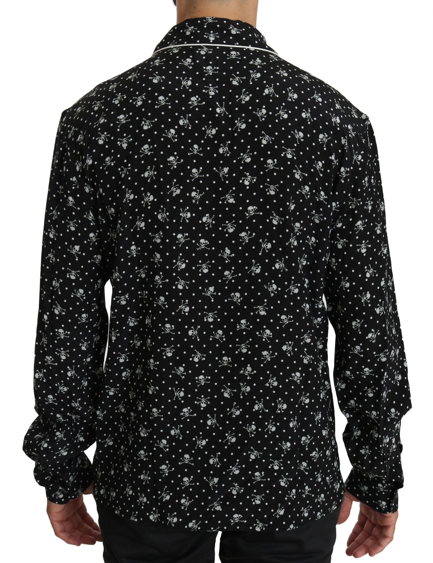 Dolce &amp; Gabbana Elegant Silk Pajama Shirt with Skull Print