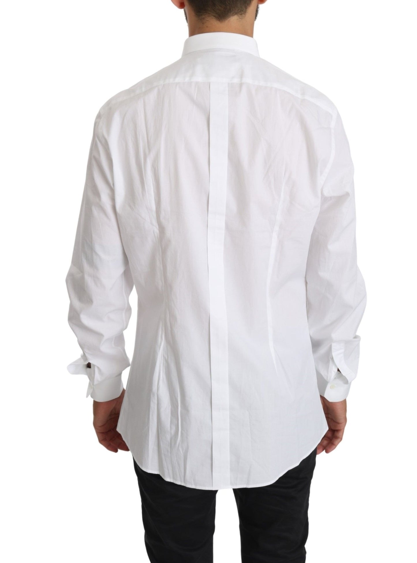 Dolce &amp; Gabbana Elegant White Cotton Gold Fit Shirt