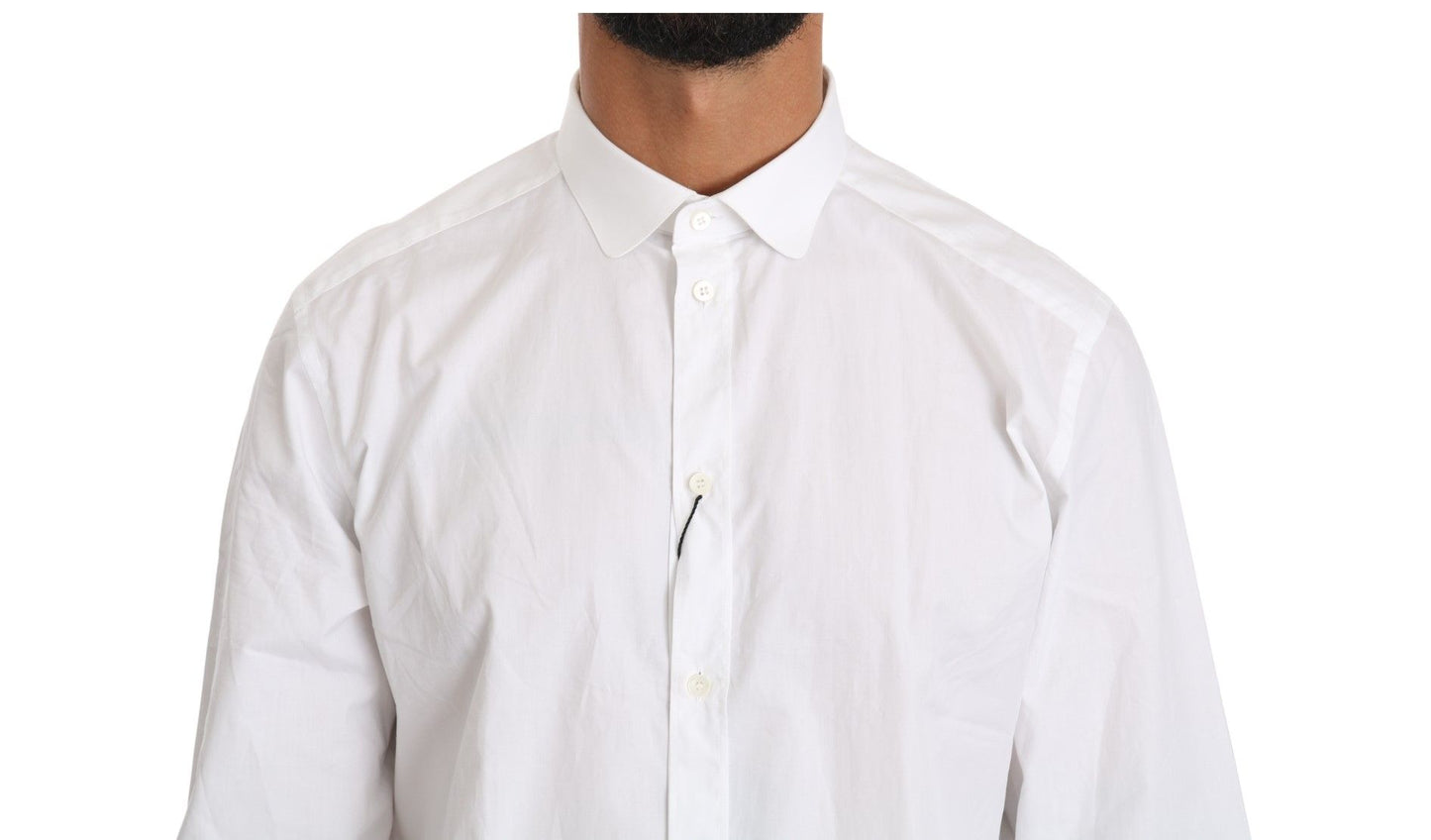 Dolce &amp; Gabbana Elegant White Cotton Gold Fit Shirt