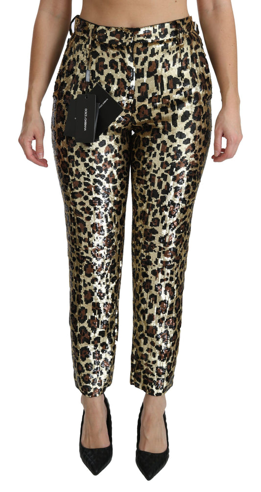 Dolce & Gabbana Chic High Waist Leopard Sequin Pants