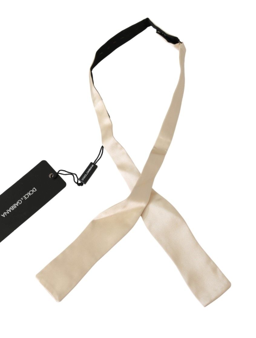 Dolce &amp; Gabbana Elegant Beige Silk Bowtie