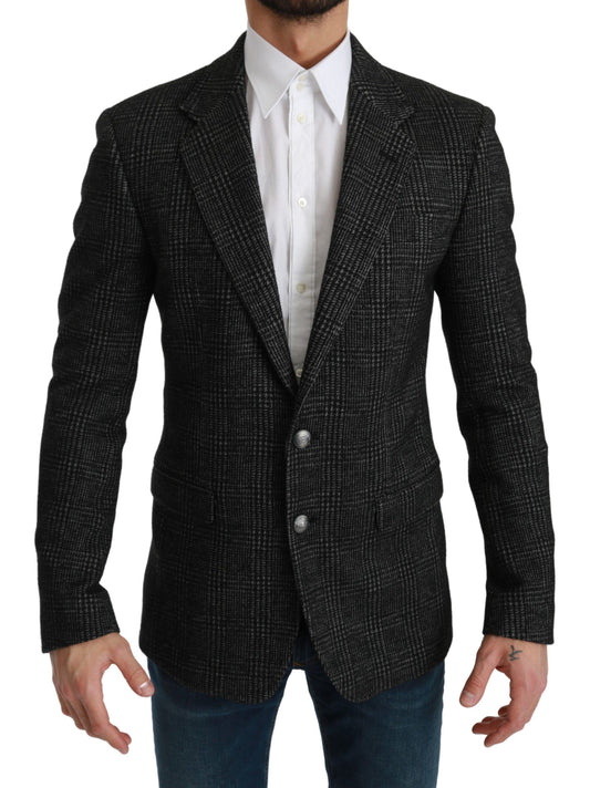 Dolce & Gabbana Elegant Gray Plaid Slim Fit Blazer