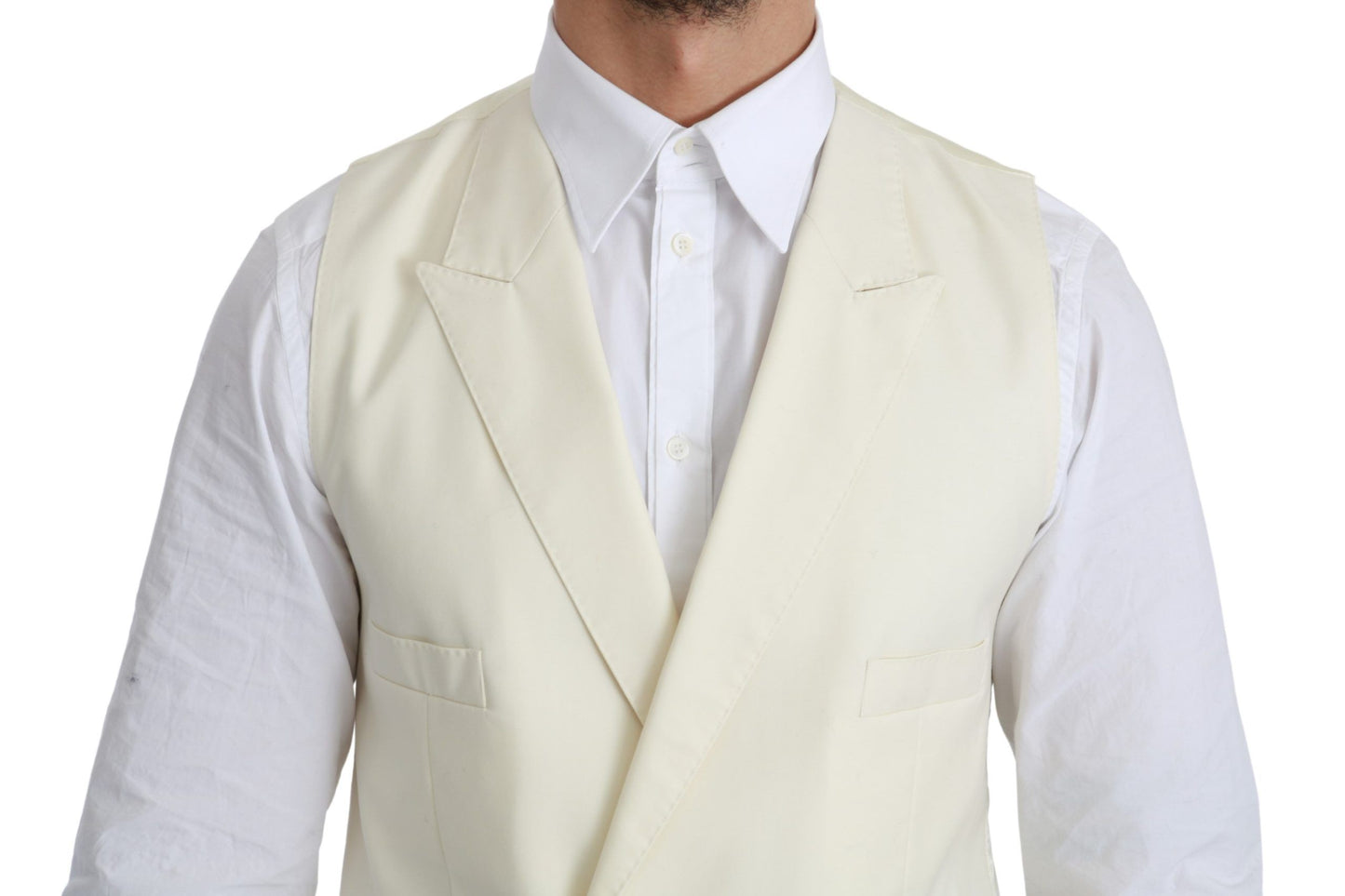 Dolce &amp; Gabbana Elegant Cream Wool Dress Vest