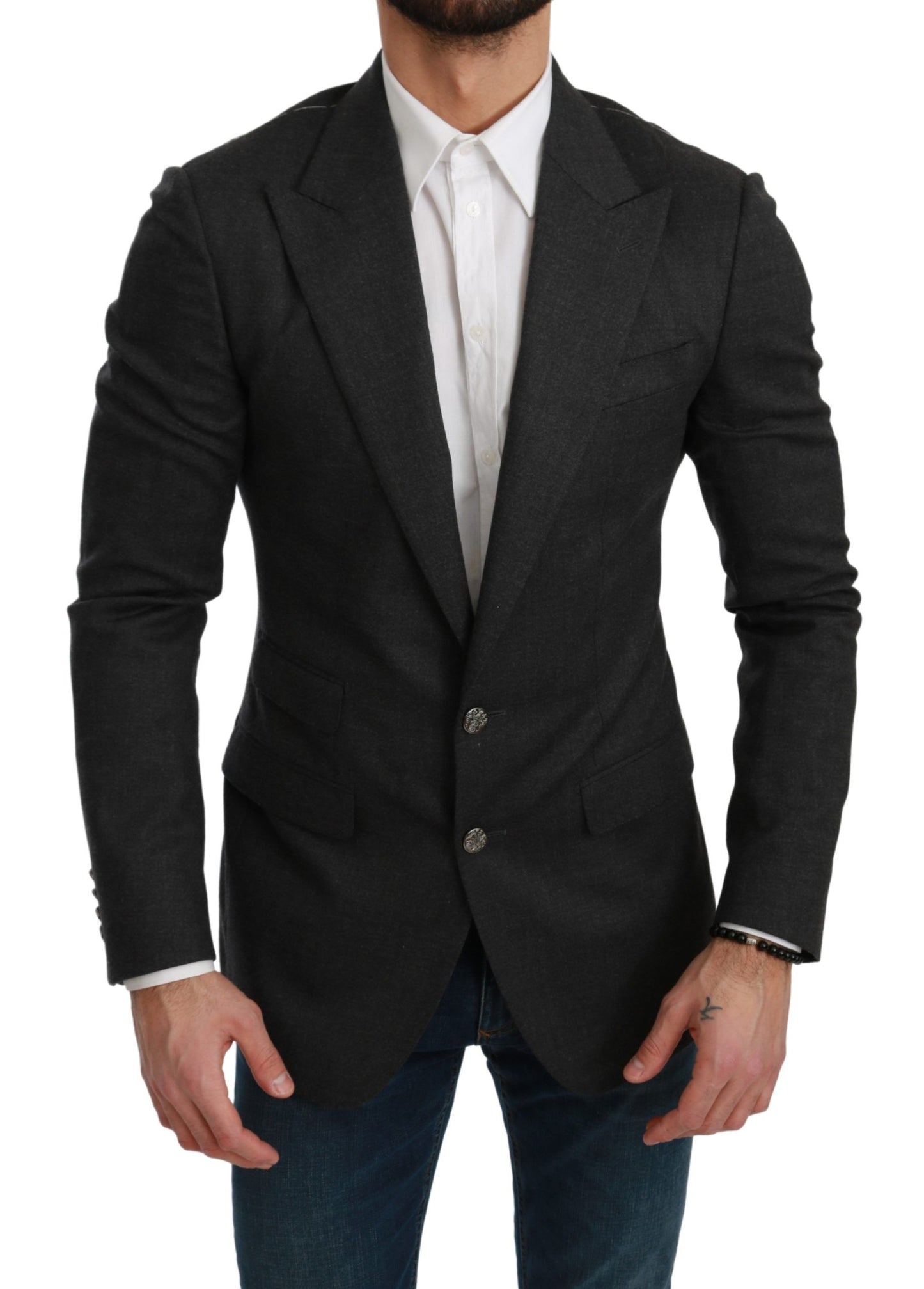 Dolce & Gabbana Elegant Gray Slim Fit Formal Blazer