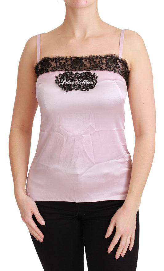 Dolce & Gabbana Elegant Silk Lace Detail Tank Top