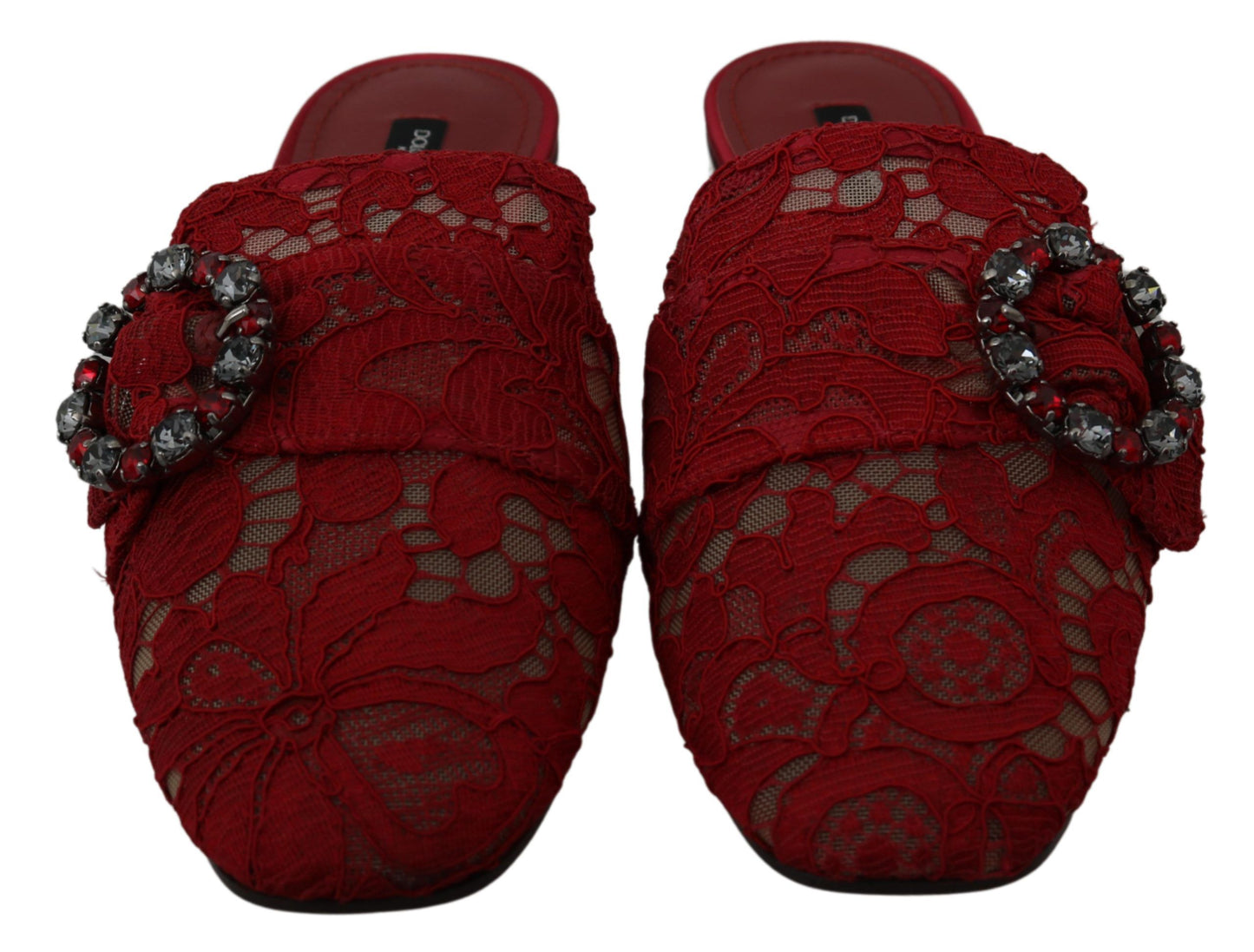 Dolce &amp; Gabbana Radiant Red Slide Flats with Crystal Embellishments