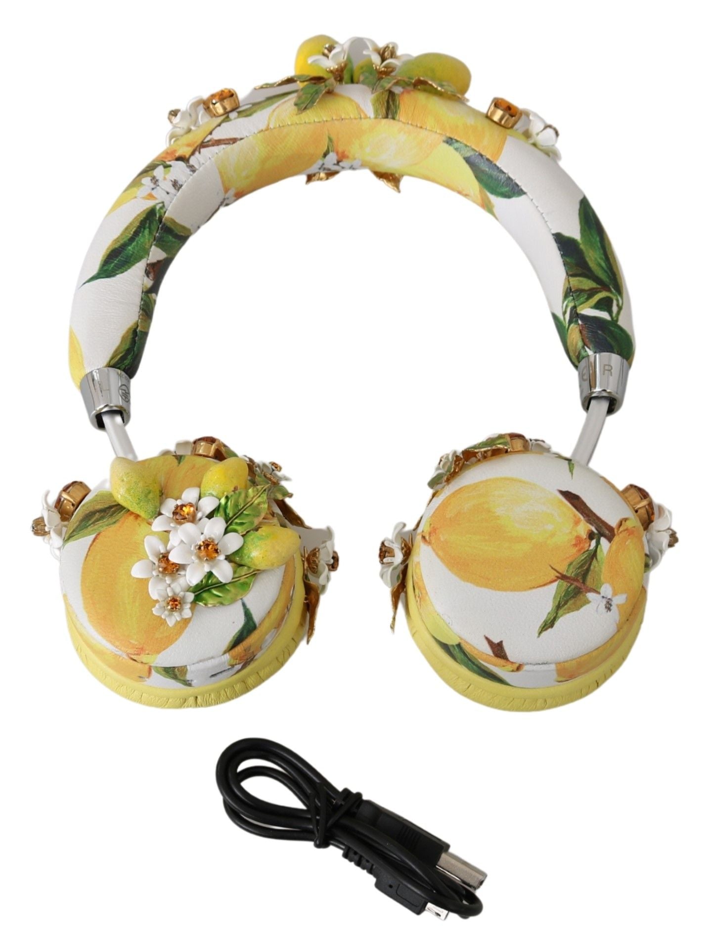 Dolce & Gabbana Glamorous Gold-Embellished Leather Headphones