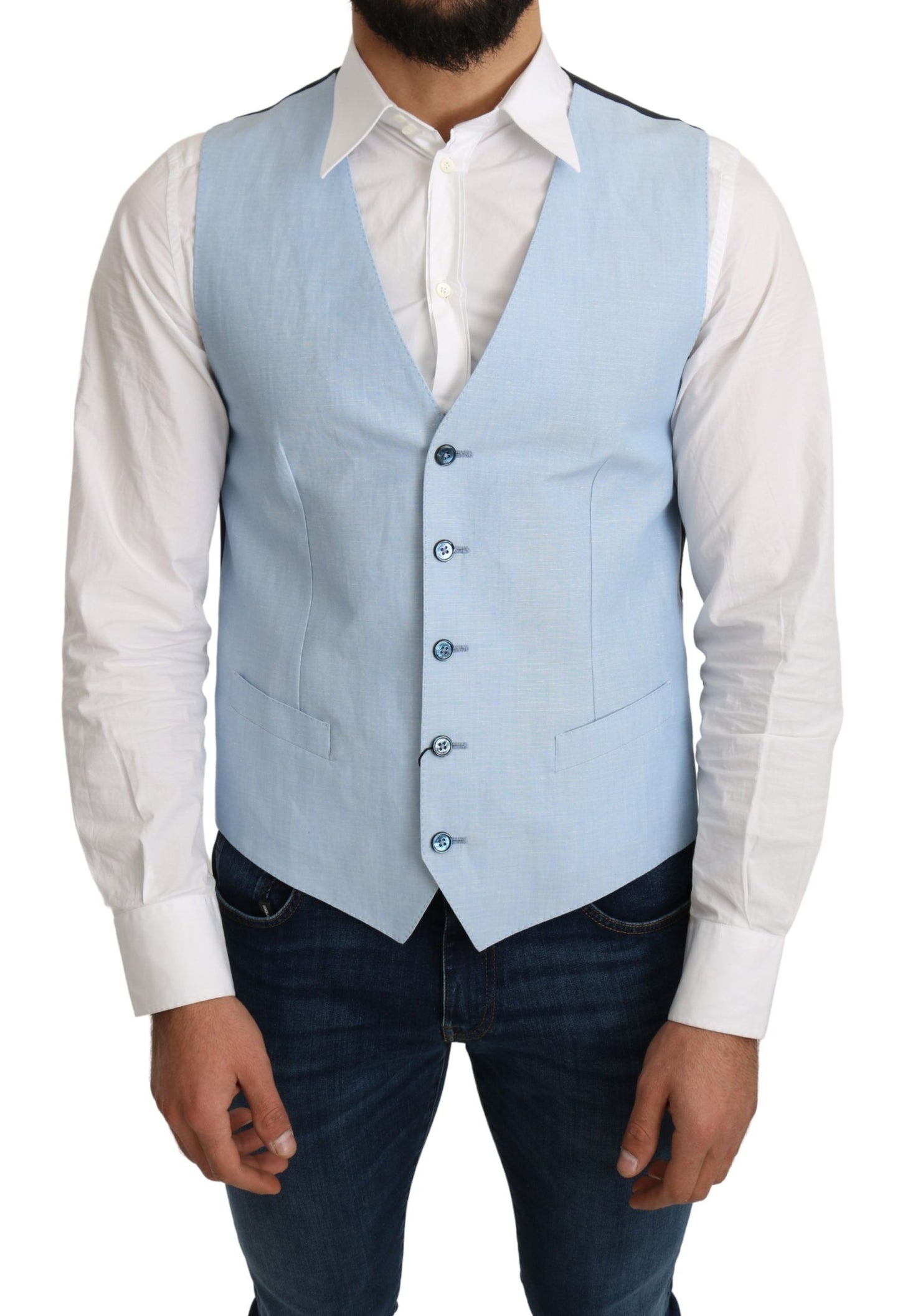 Dolce &amp; Gabbana Elegant Azure Men's Formal Vest