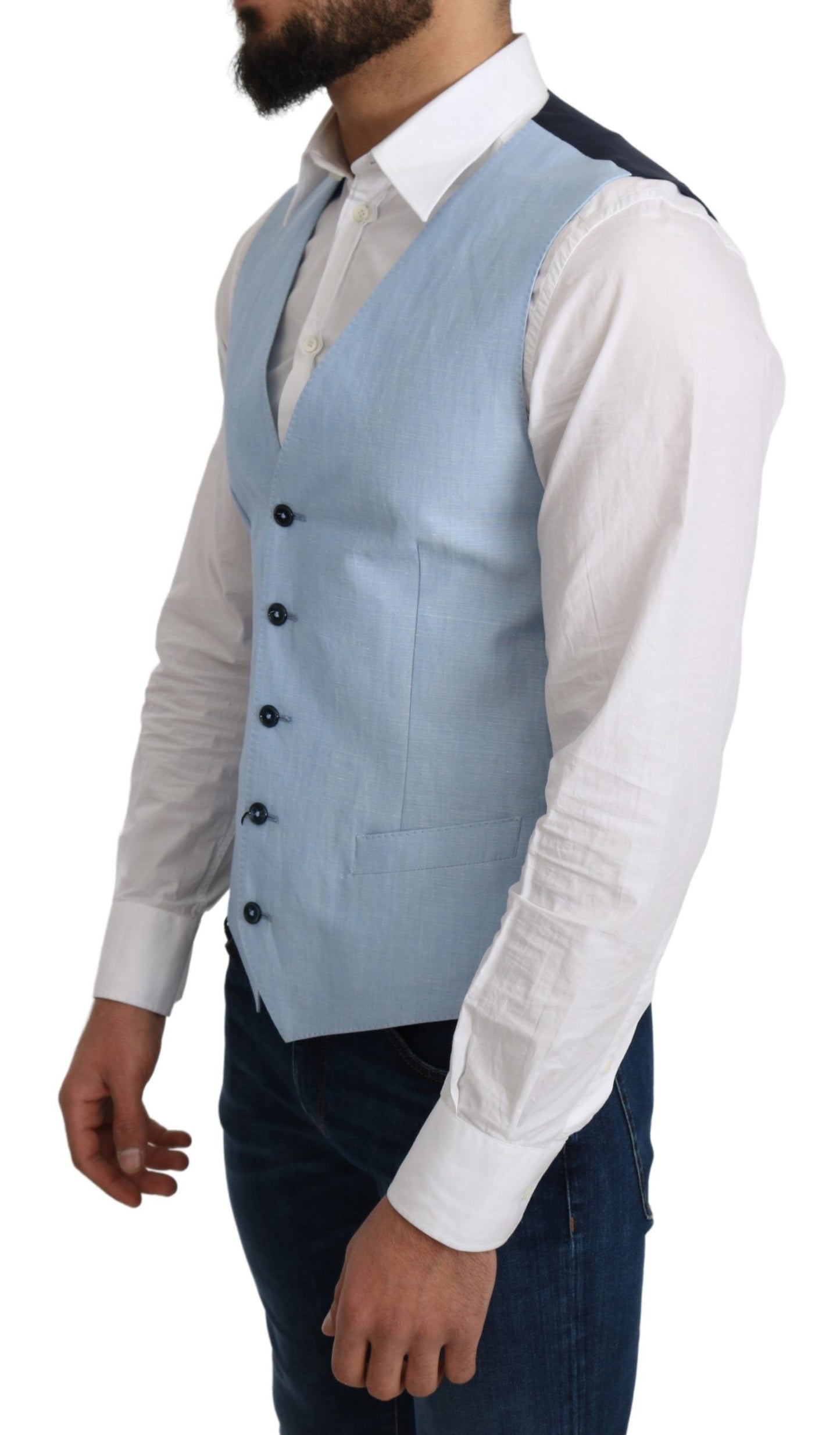 Dolce &amp; Gabbana Elegant Azure Men's Formal Vest