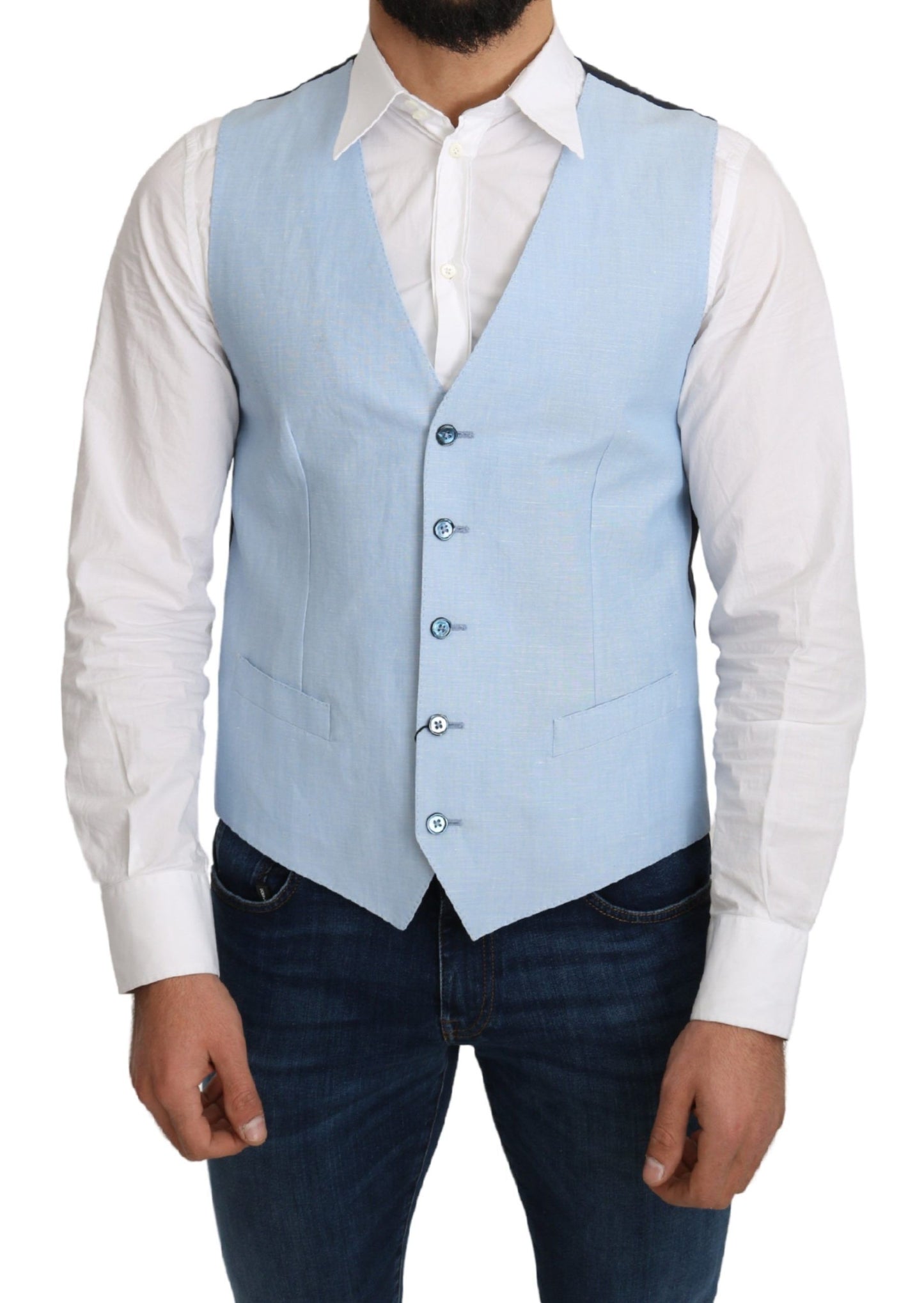 Dolce &amp; Gabbana Elegant Azure Men's Formal Vest