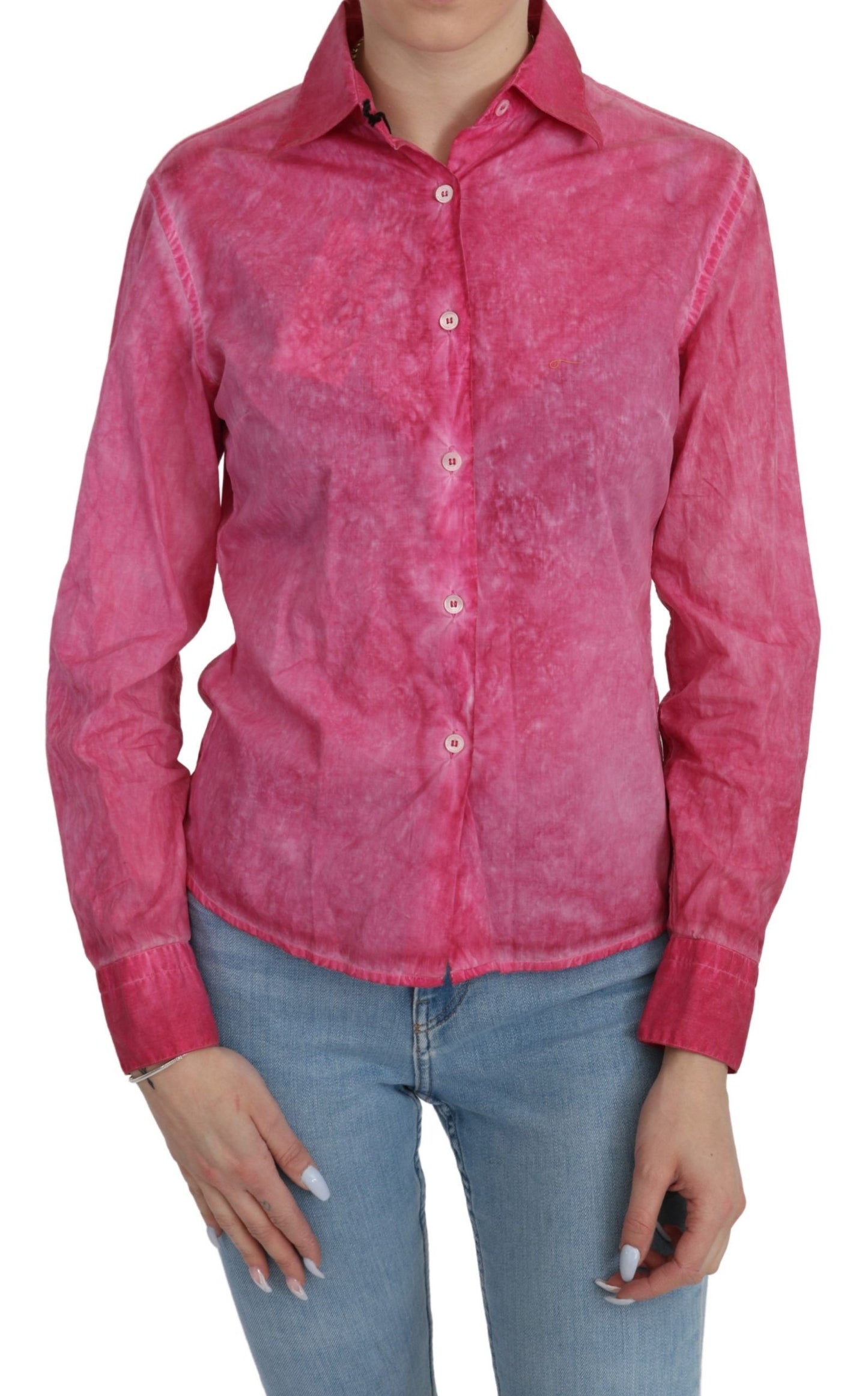 Chic Pink Cotton Polo Blouse by Ermanno Scervino