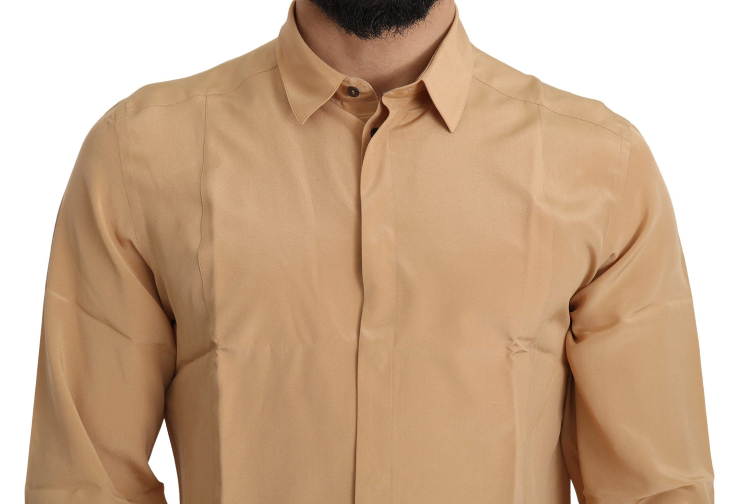 Dolce &amp; Gabbana Elegant Yellow Silk Men's Formal Shirt