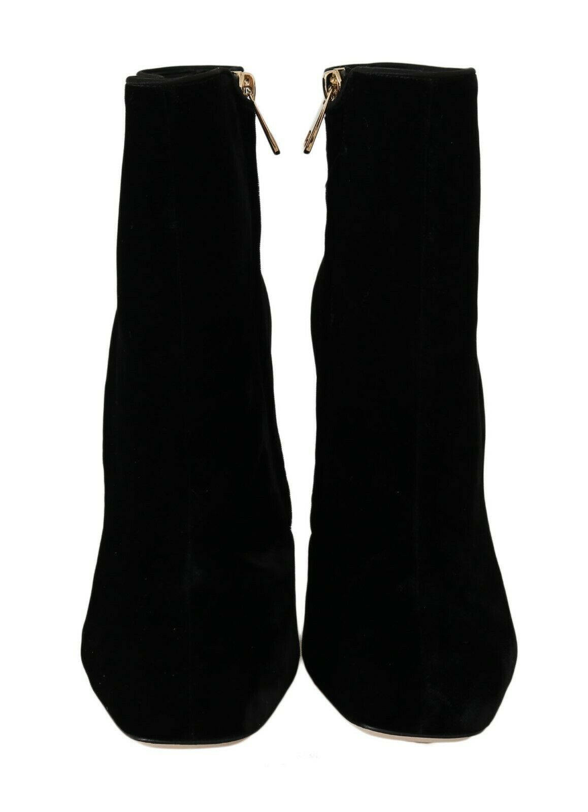 Dolce &amp; Gabbana Elegant Velvet Ankle Boots with Crystal Heels