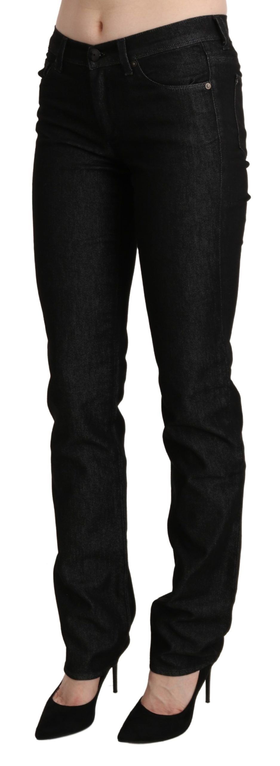 Ermanno Scervino Chic Black Mid Waist Skinny Jeans