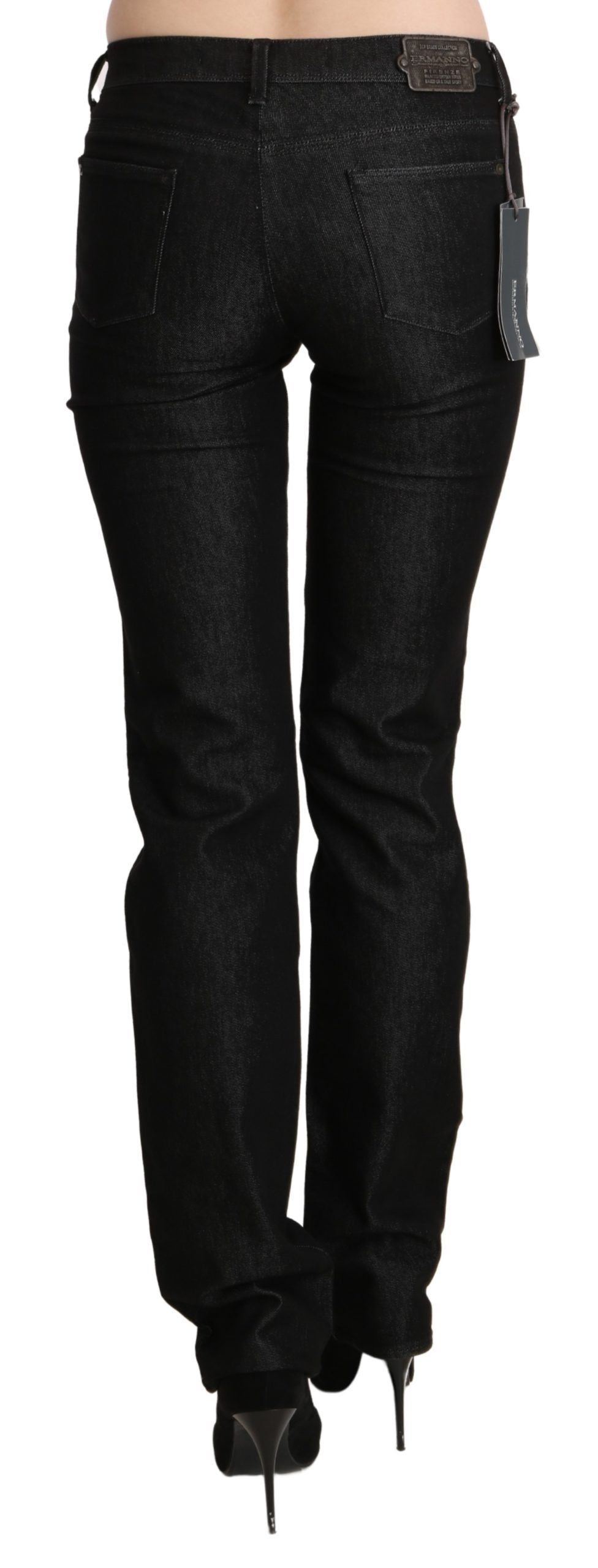 Ermanno Scervino Chic Black Mid Waist Skinny Jeans