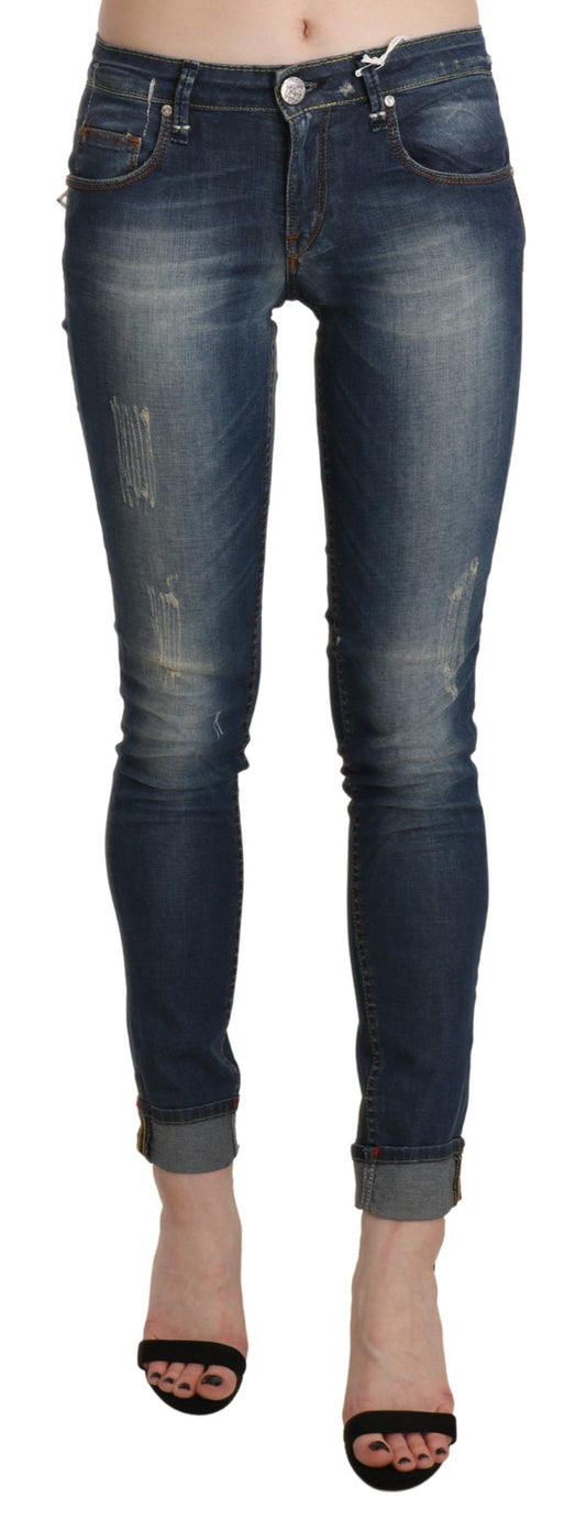 Acht Chic Blue Washed Skinny Cropped Jeans