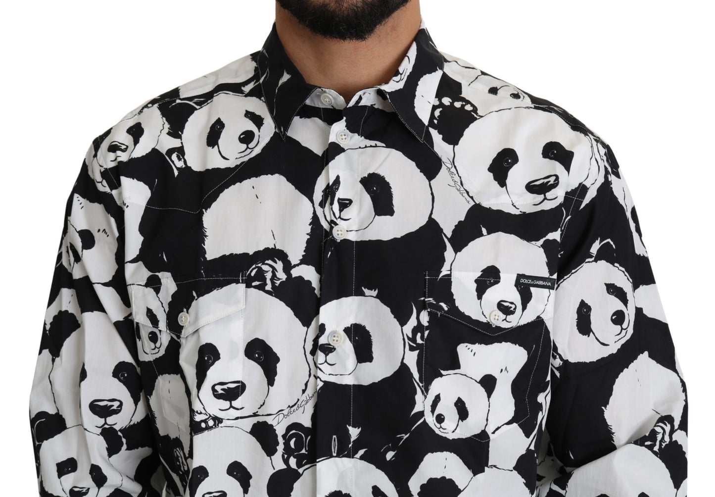 Dolce &amp; Gabbana Panda Print Pure Cotton Shirt - Black White