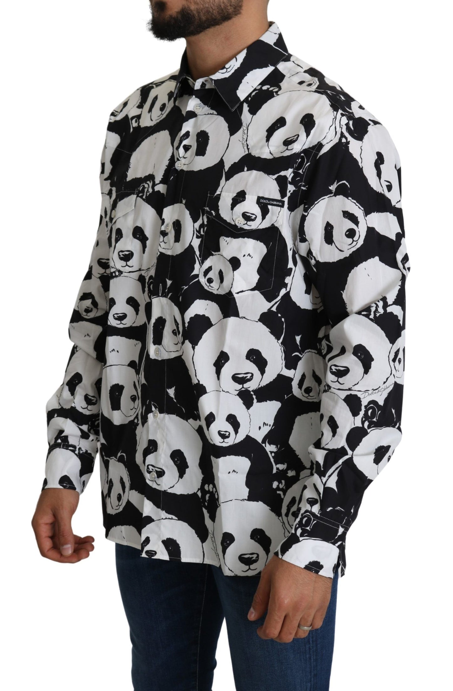 Dolce &amp; Gabbana Panda Print Pure Cotton Shirt - Black White