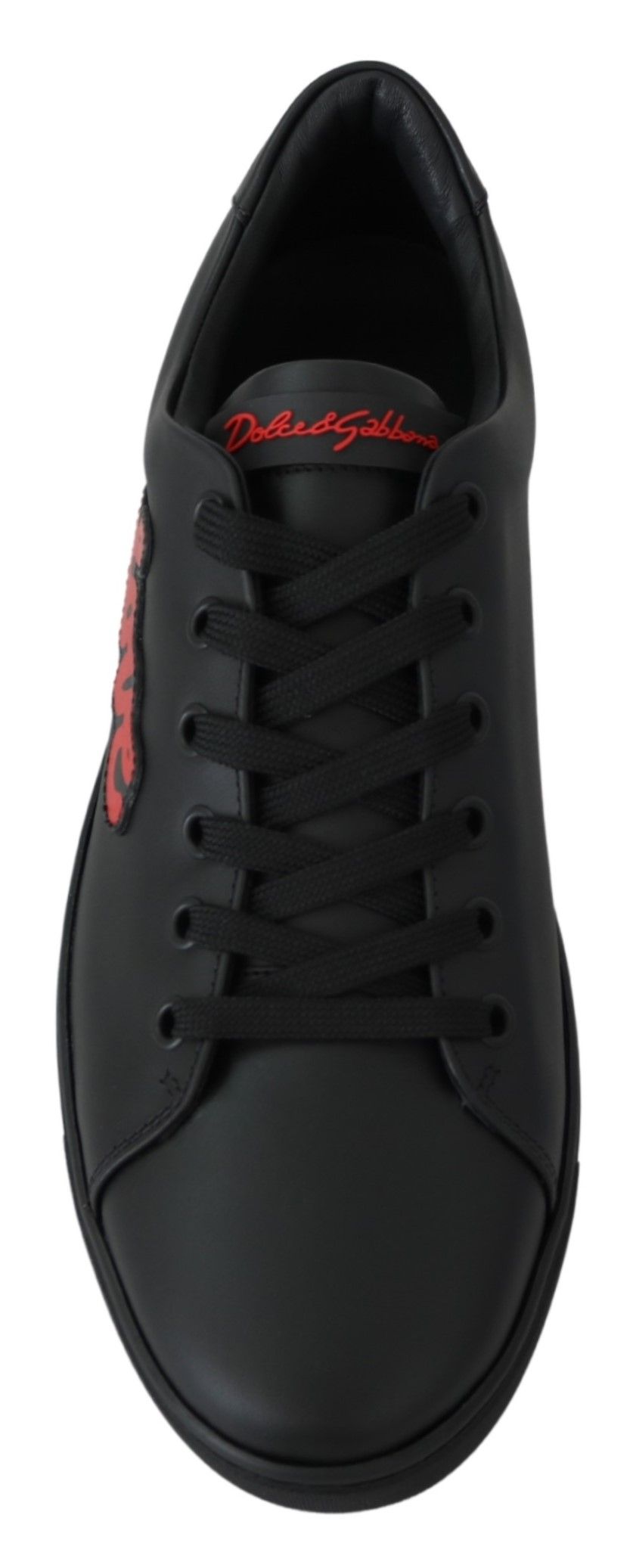 Dolce &amp; Gabbana Elegant Leather Sneakers with Red Accents