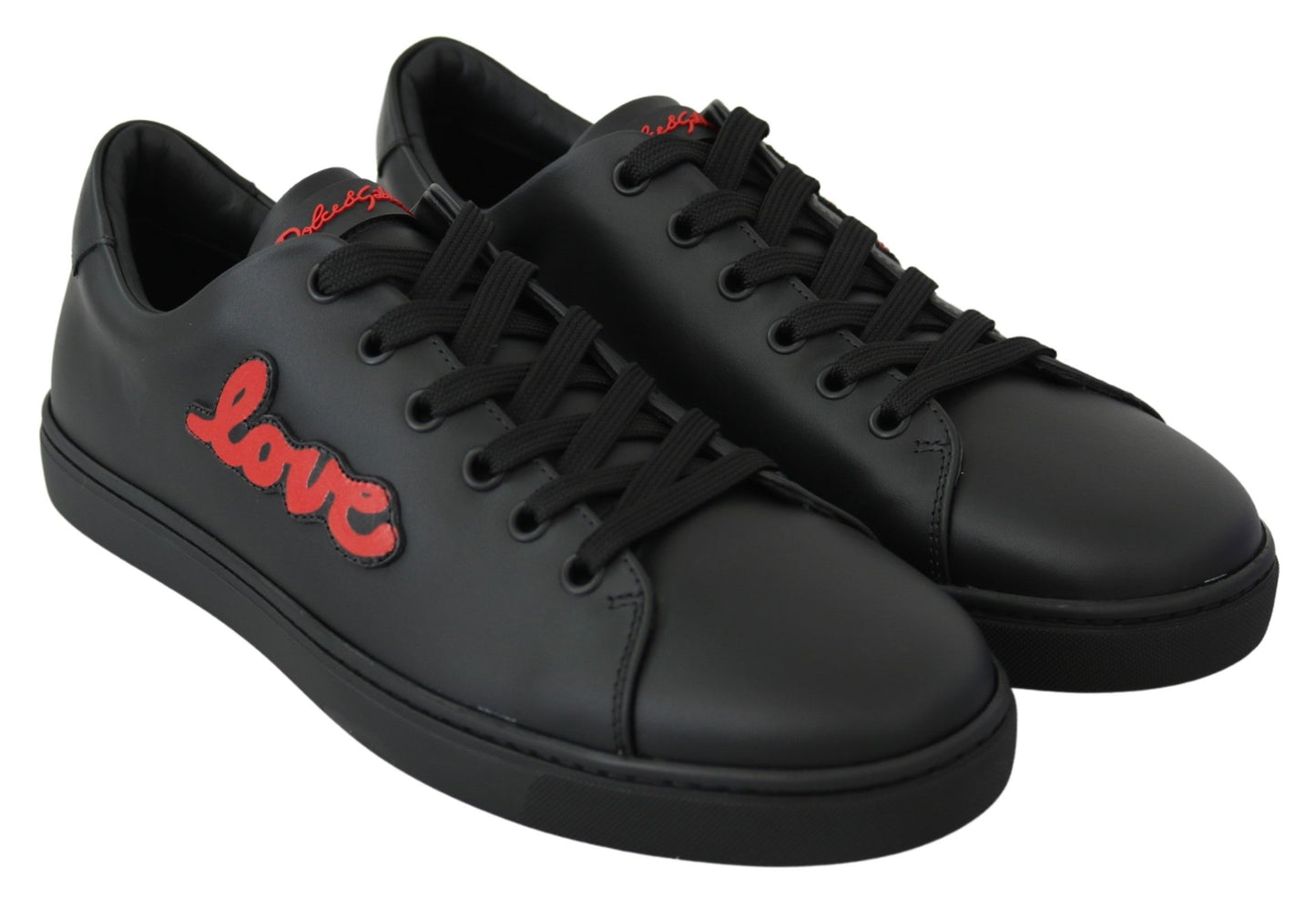 Dolce &amp; Gabbana Elegant Leather Sneakers with Red Accents