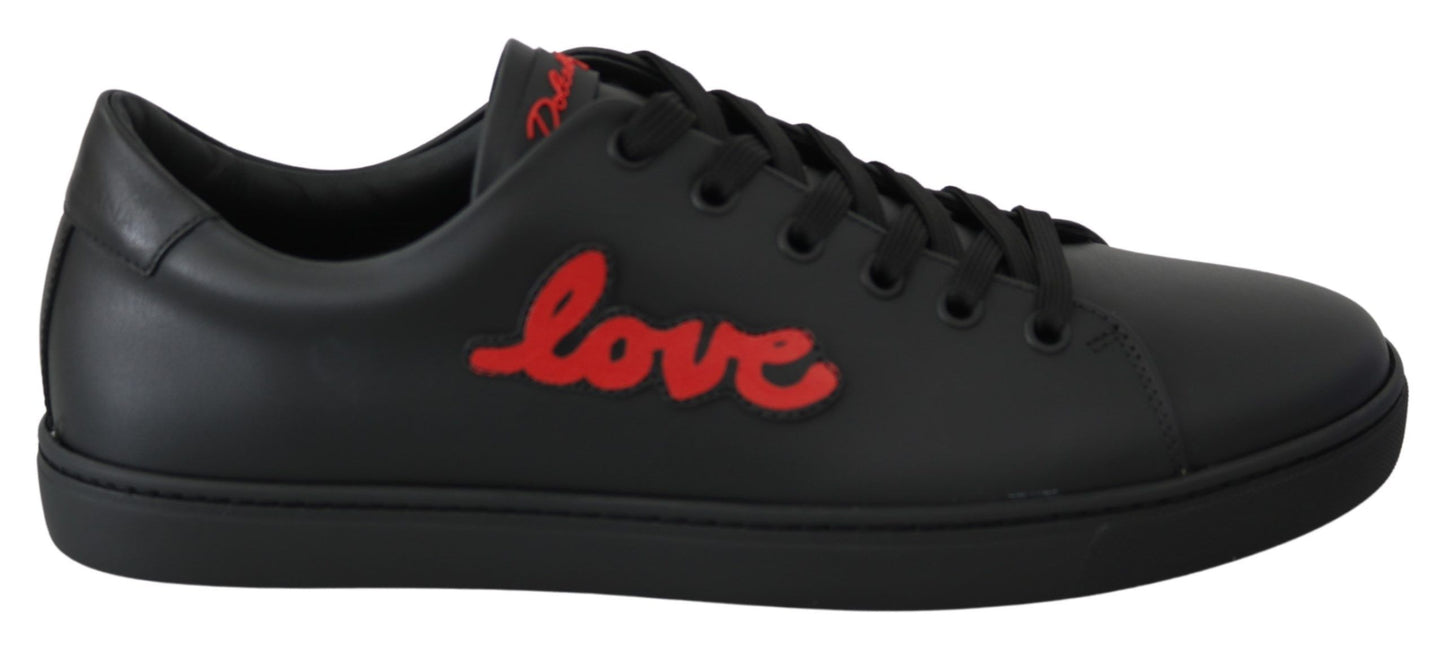 Dolce &amp; Gabbana Elegant Leather Sneakers with Red Accents