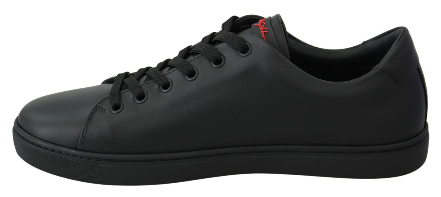 Dolce &amp; Gabbana Elegant Leather Sneakers with Red Accents