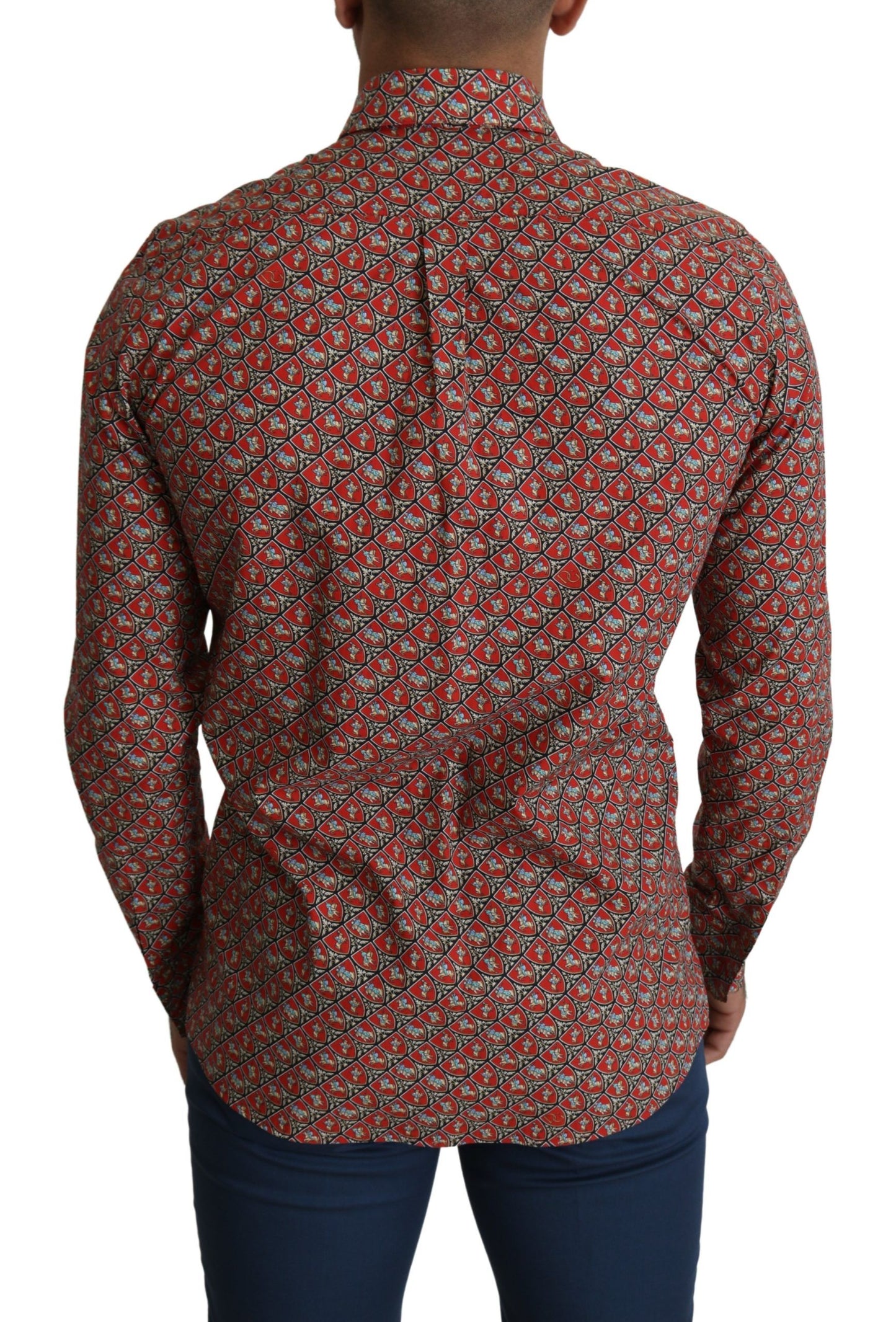 Dolce &amp; Gabbana Elegant Red Martini Fit Cotton Shirt