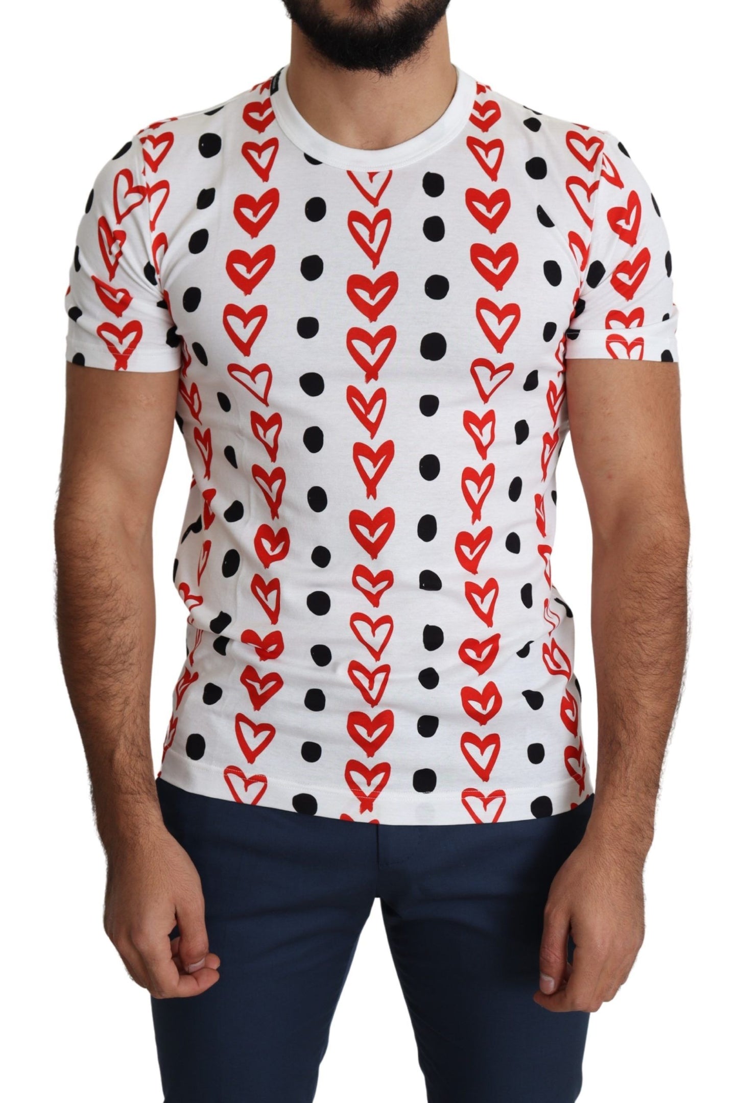 Dolce &amp; Gabbana Chic White Cotton Tee with Heart Print