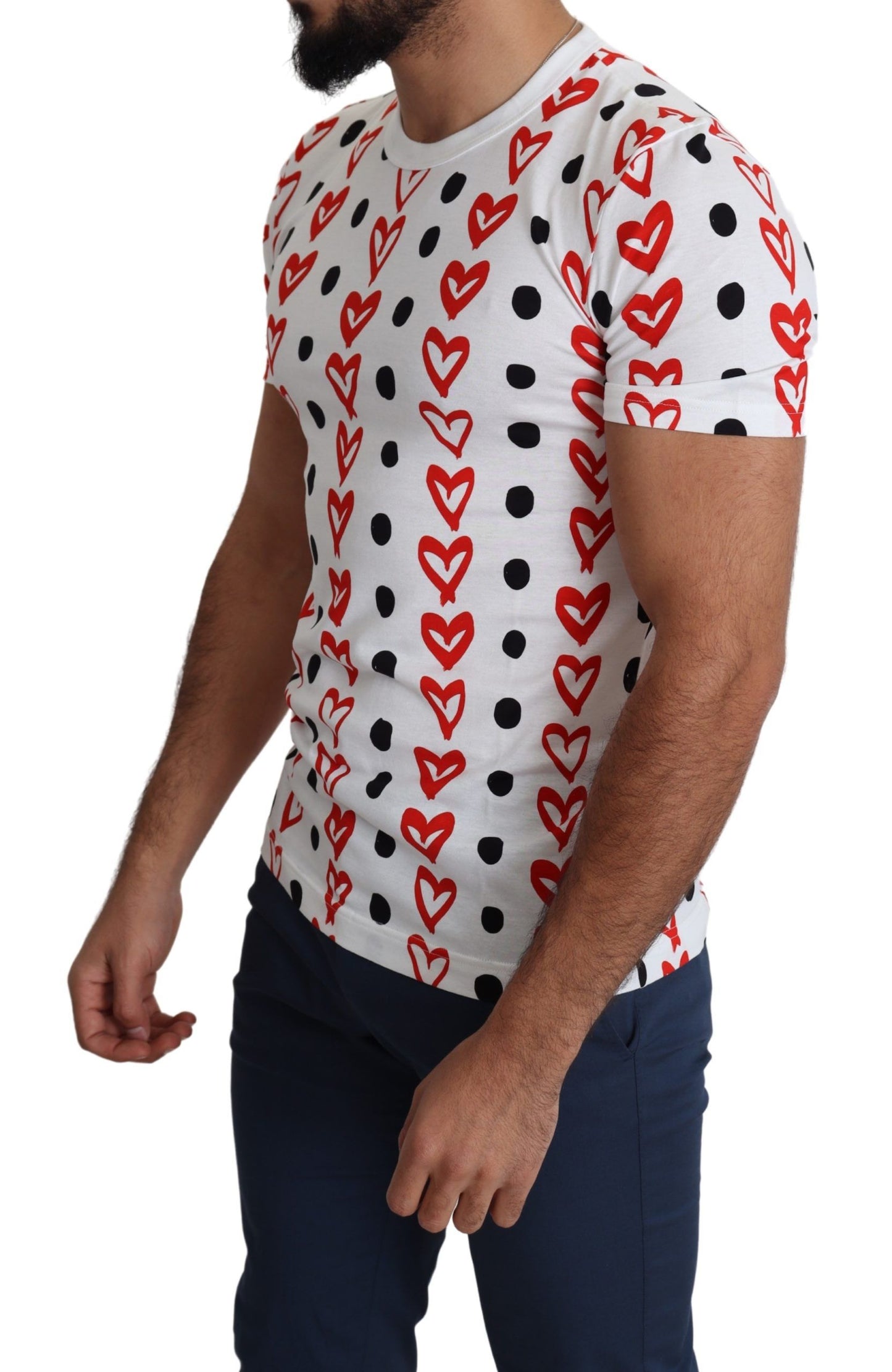 Dolce &amp; Gabbana Chic White Cotton Tee with Heart Print