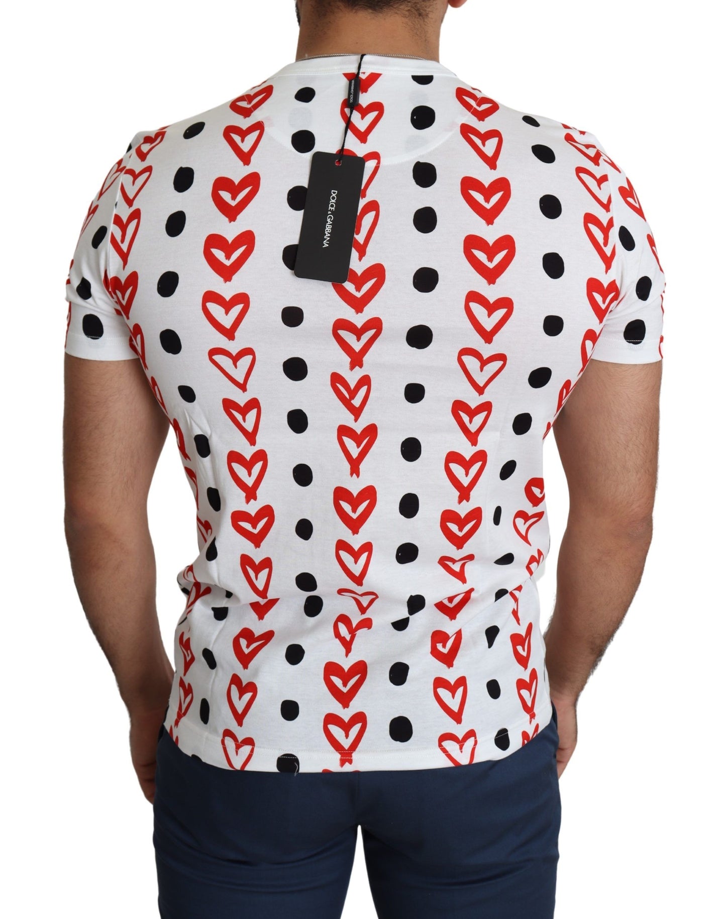 Dolce &amp; Gabbana Chic White Cotton Tee with Heart Print