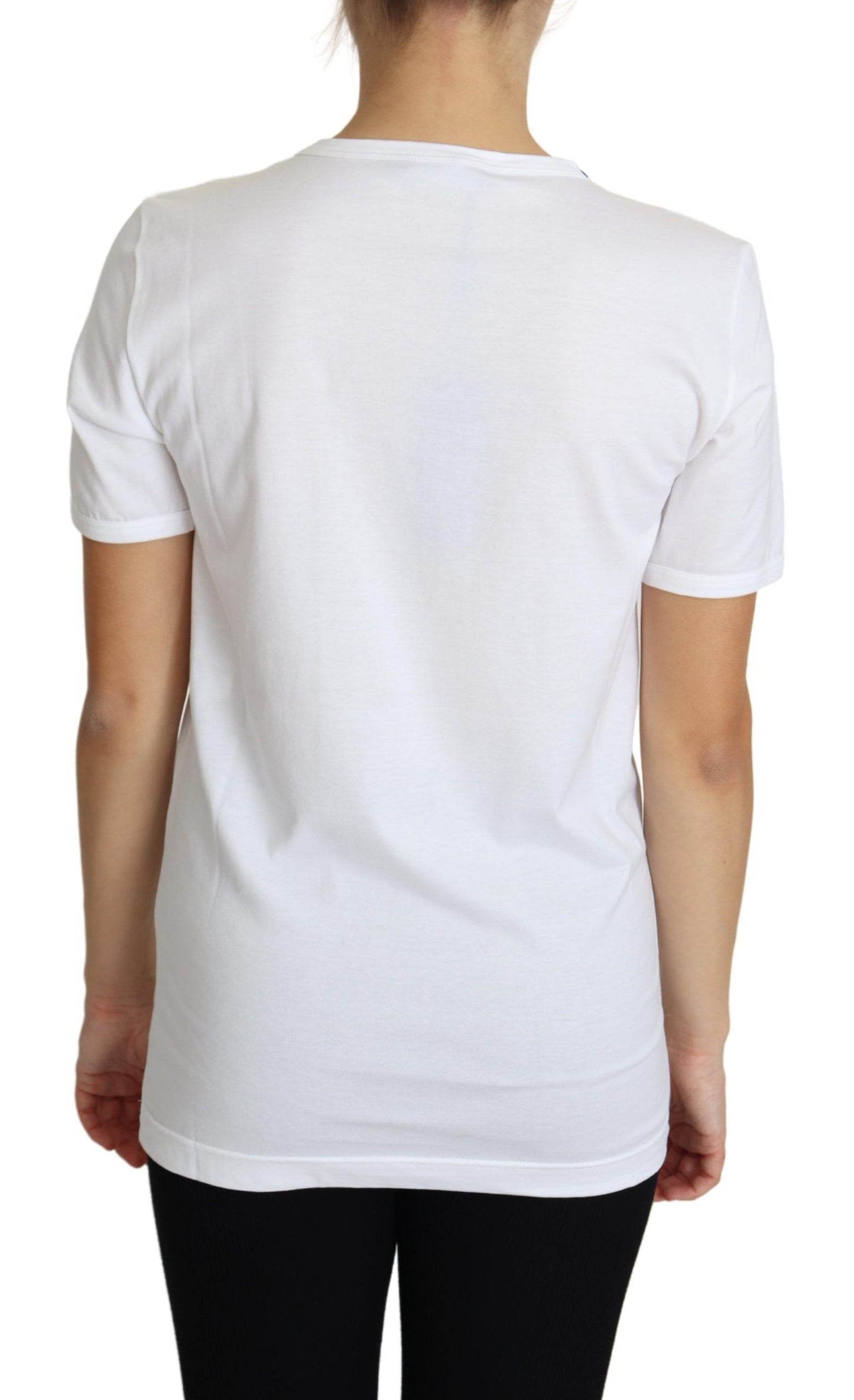 Dolce &amp; Gabbana Crystal-Embellished White Cotton Tee