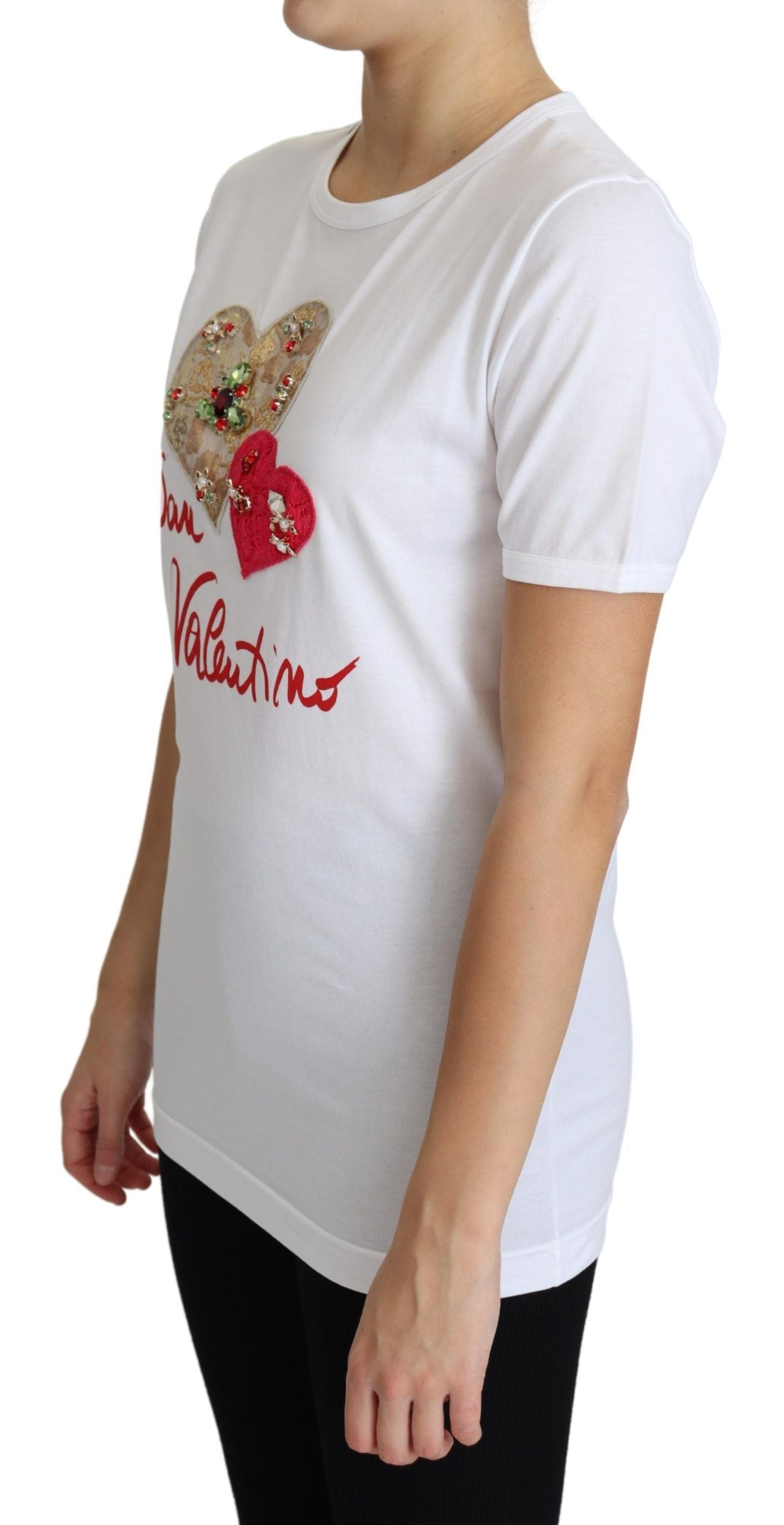 Dolce &amp; Gabbana Crystal-Embellished White Cotton Tee