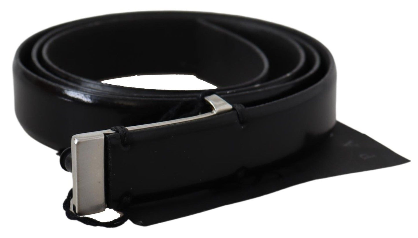 PLEIN SUD Elegant Black Leather Waist Belt