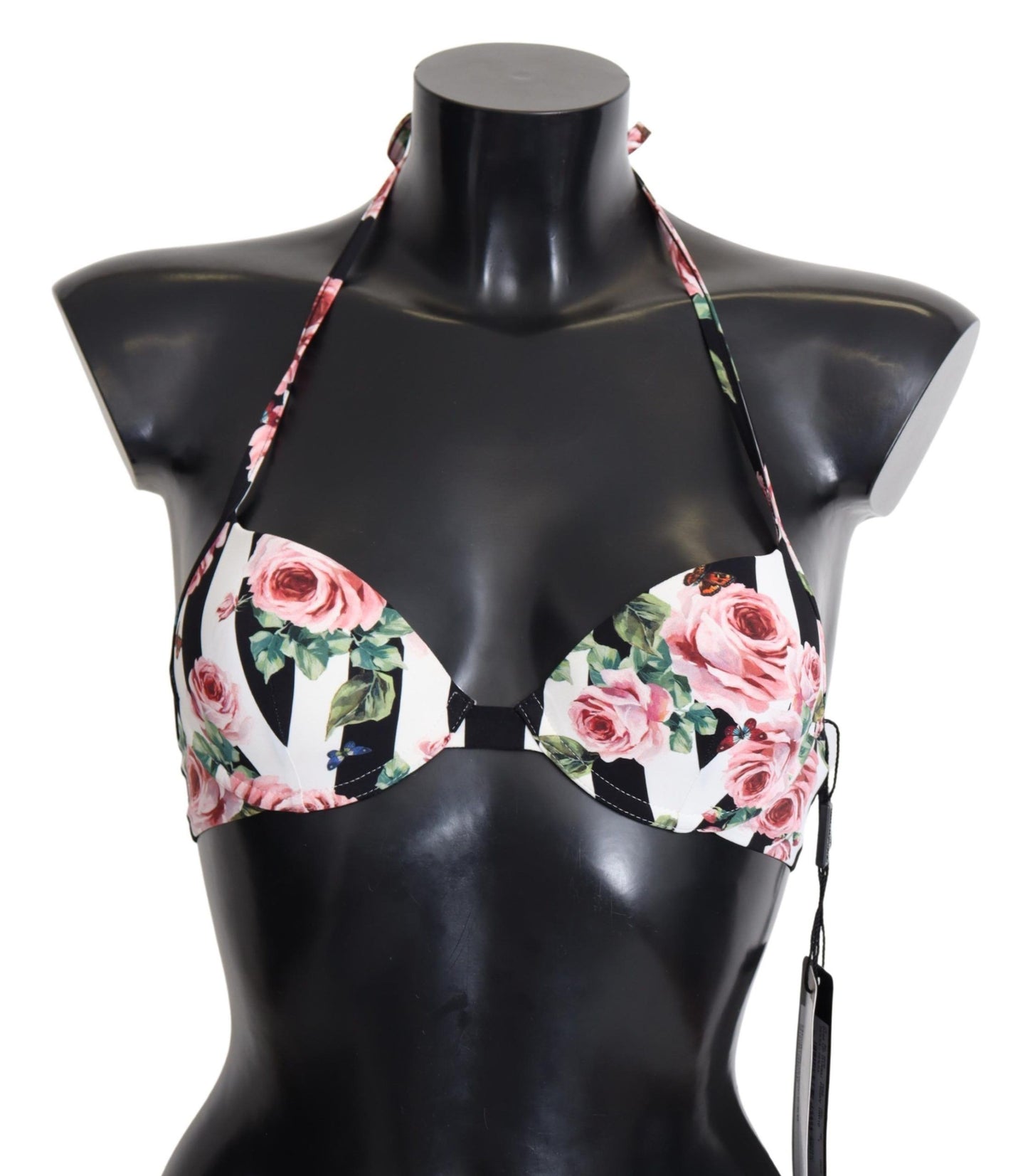 Dolce &amp; Gabbana Chic Rose Print Bikini Top for Elegant Beach Days