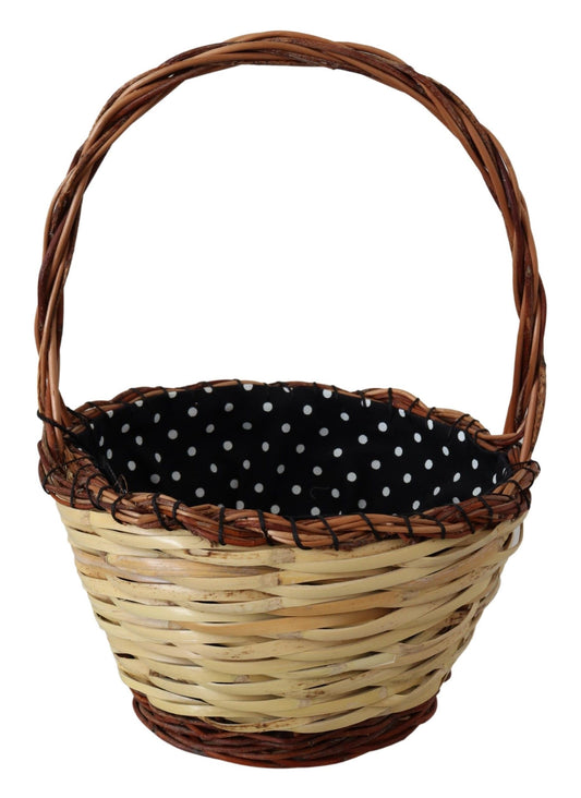 Dolce & Gabbana Chic Beige Wicker Basket Tote Bag