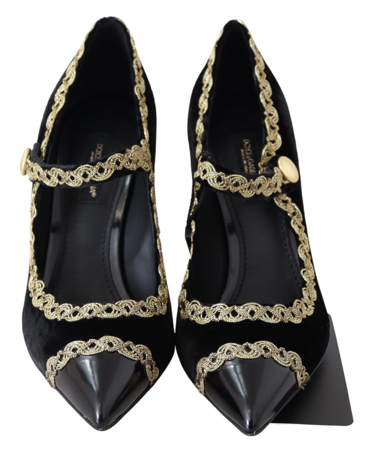 Dolce &amp; Gabbana Elegant Velvet Patent Embroidered Pumps