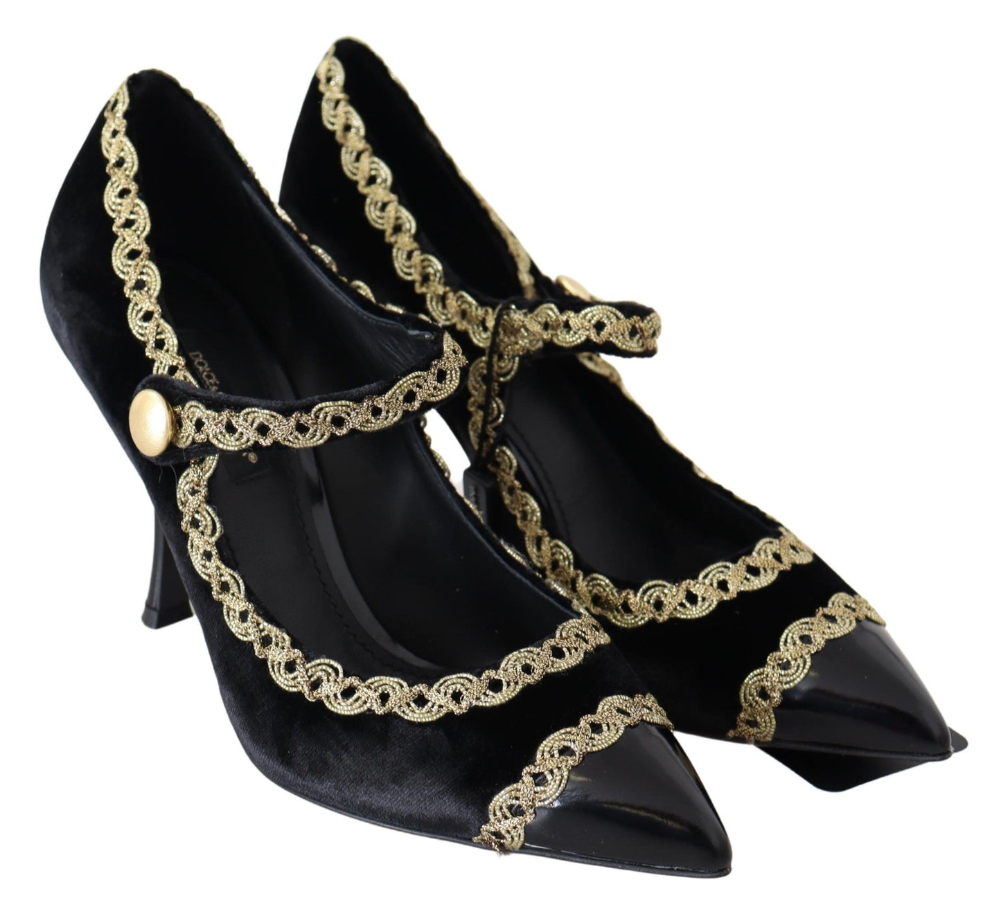 Dolce &amp; Gabbana Elegant Velvet Patent Embroidered Pumps