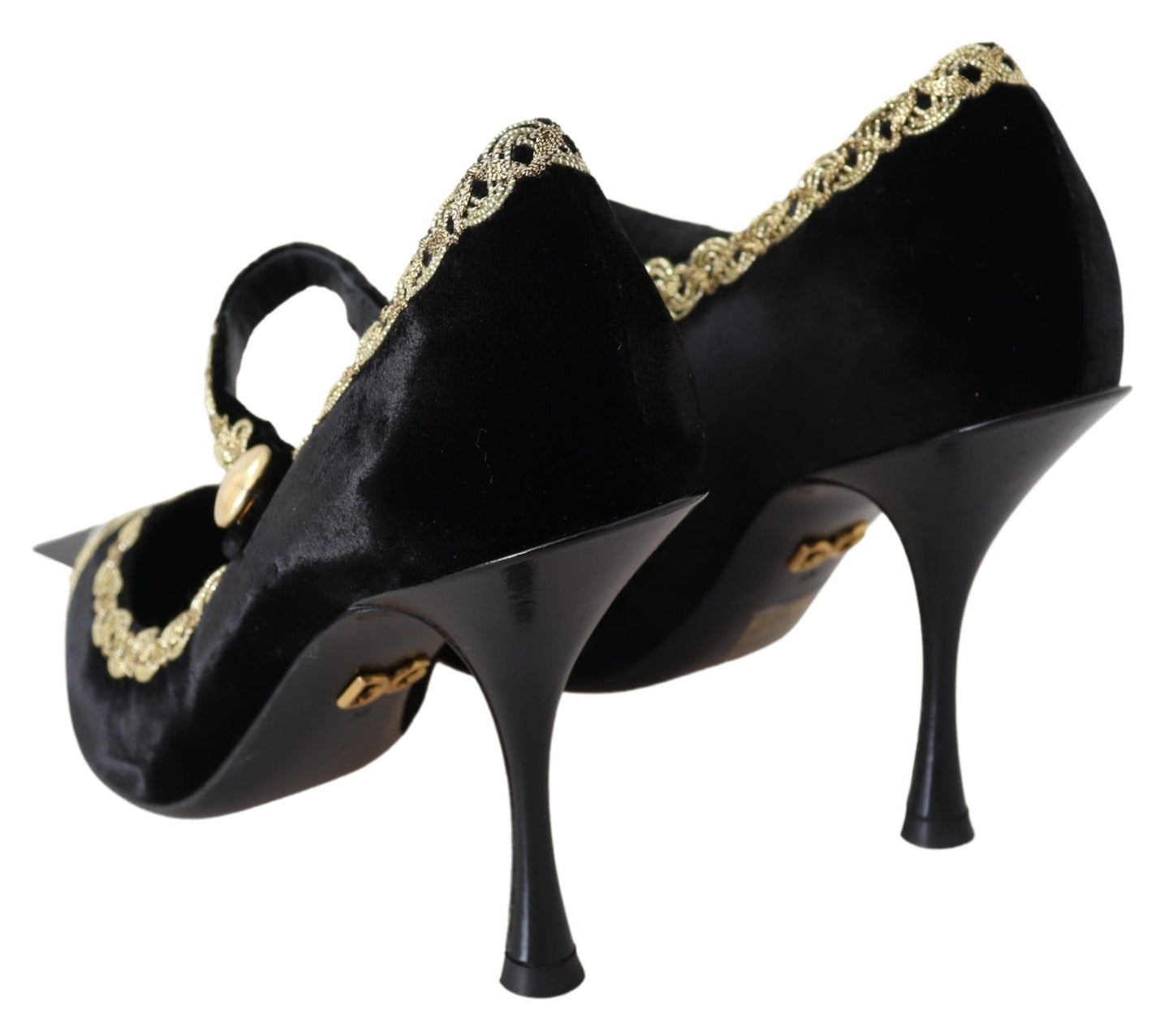 Dolce &amp; Gabbana Elegant Velvet Patent Embroidered Pumps