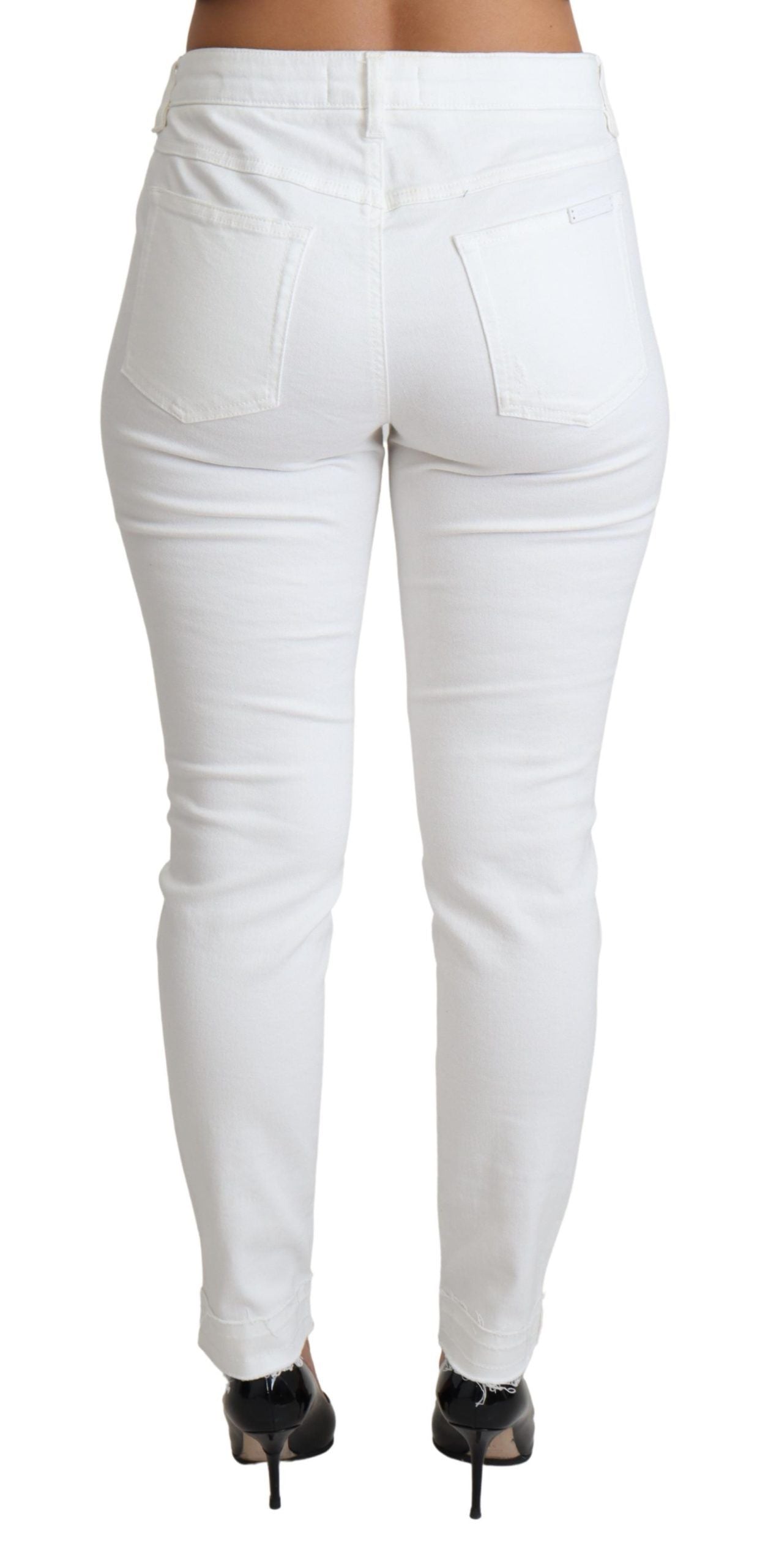 Dolce & Gabbana Chic White Mid Waist Designer Jeans