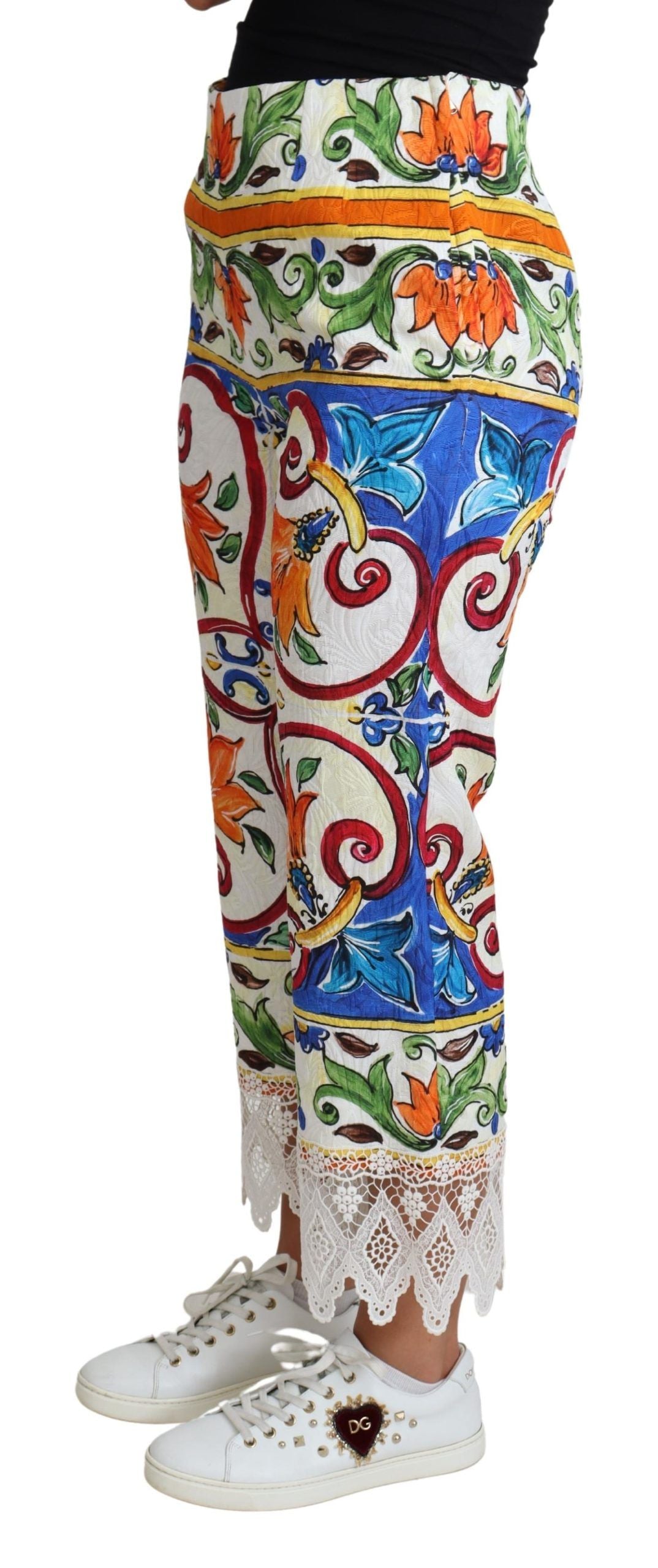 Dolce &amp; Gabbana Majolica High Waist Cropped Trousers