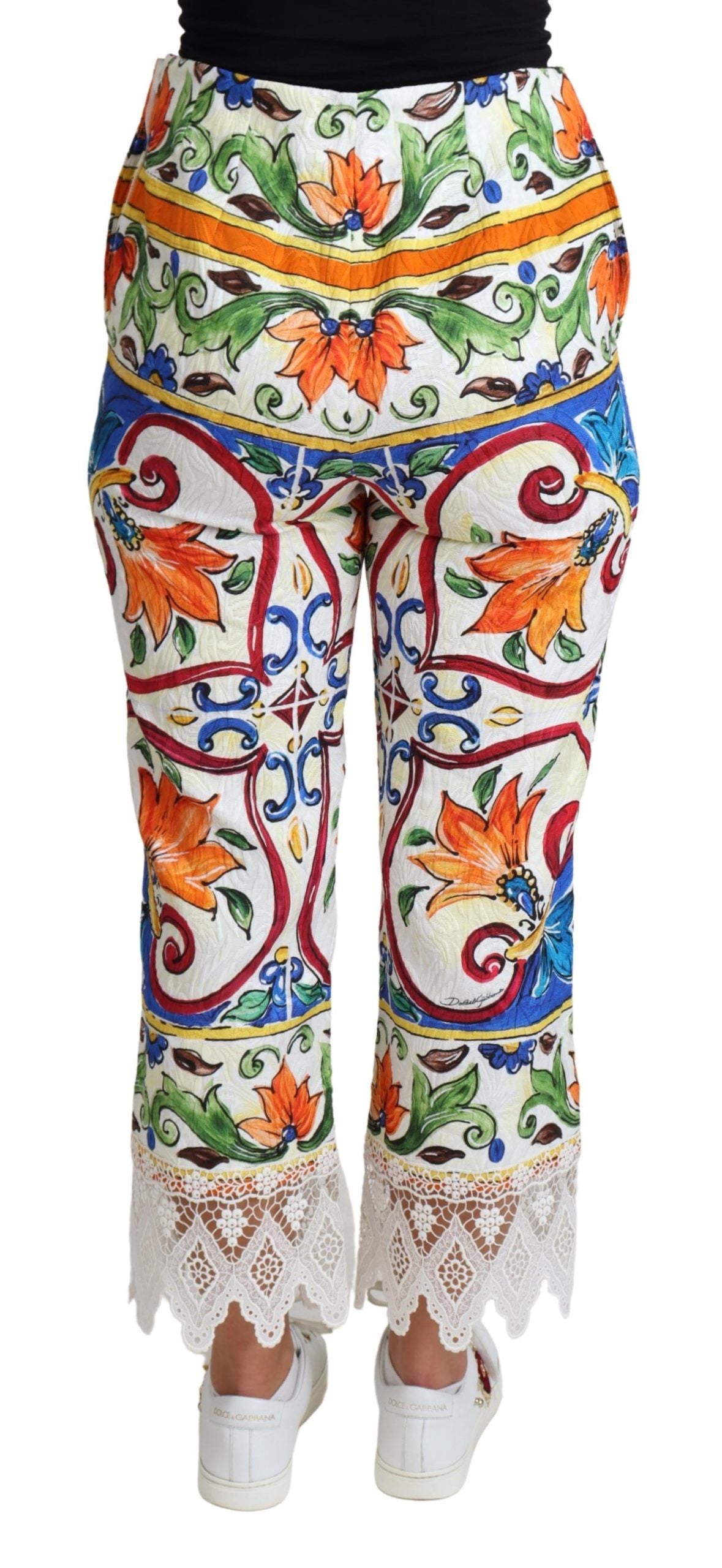 Dolce &amp; Gabbana Majolica High Waist Cropped Trousers