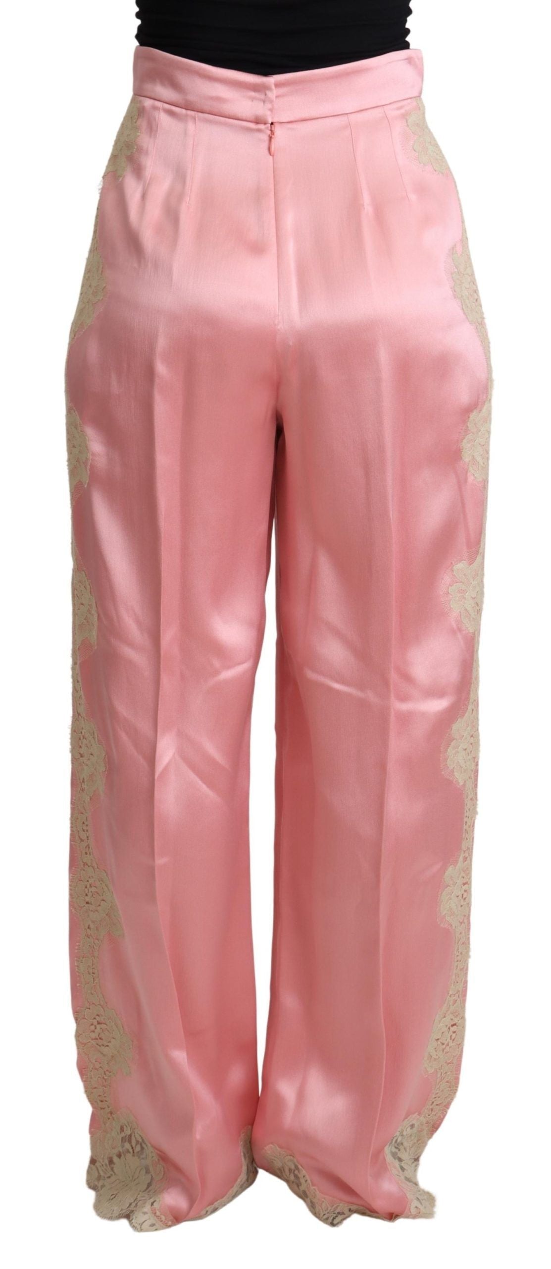 Dolce &amp; Gabbana Silk Blend Satin Wide-Leg Pants in Pink