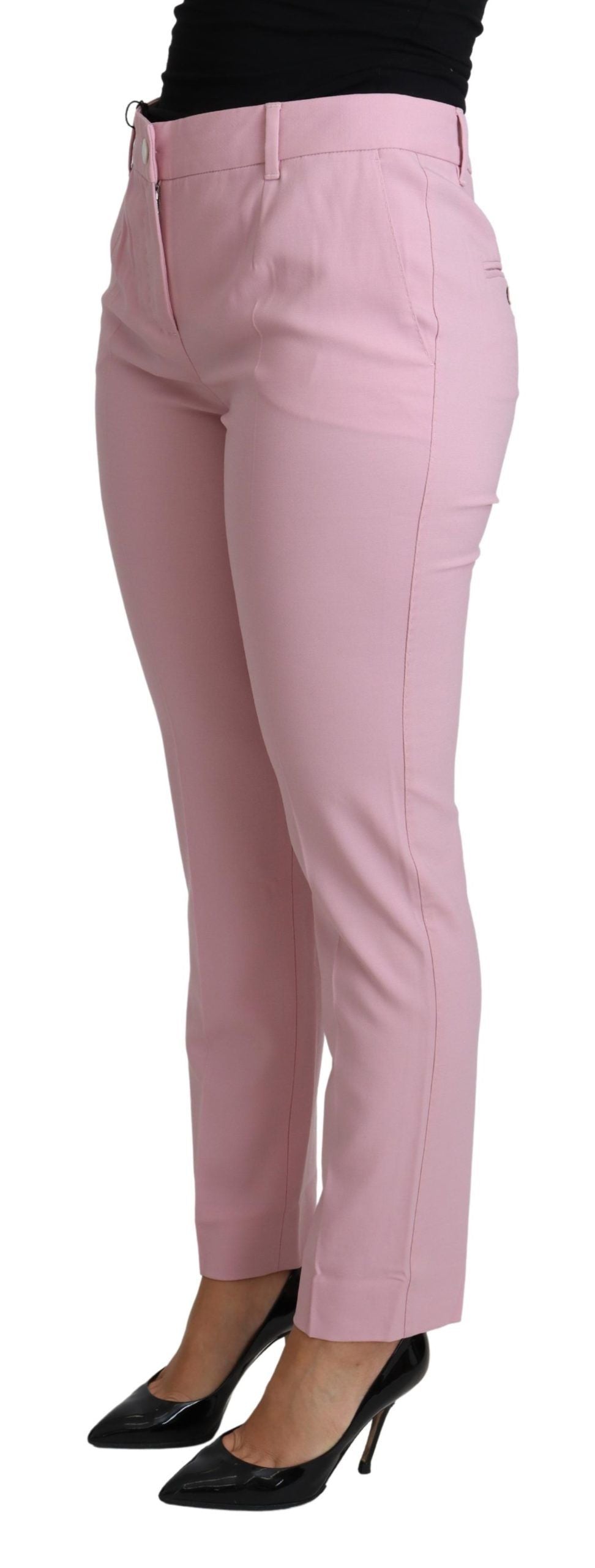 Dolce &amp; Gabbana Elegant Pink High-Waisted Wool Trousers